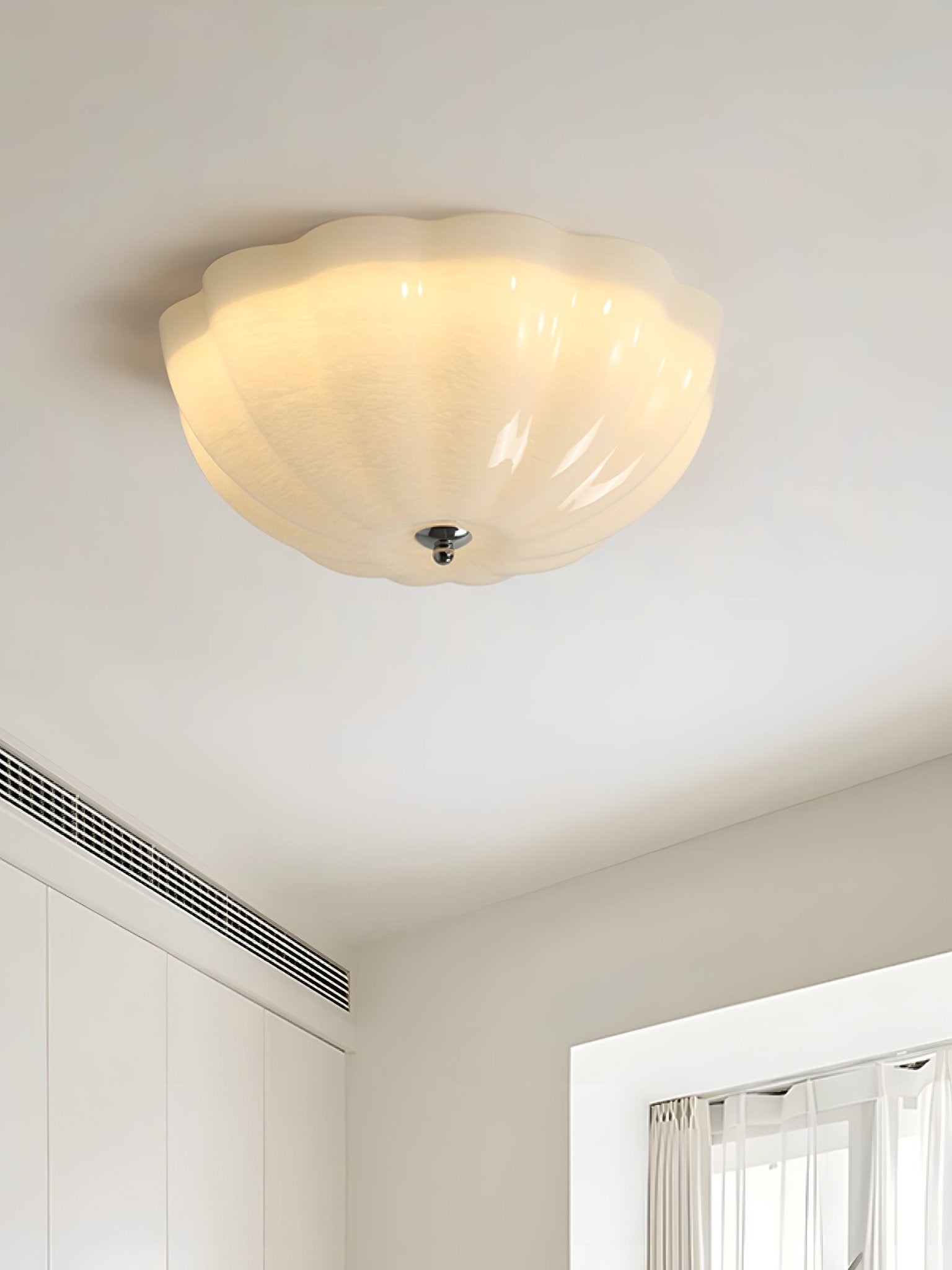 Uphaara Modern Minimalist Opal Shell Glass Ceiling Lamp-Neutral Decor