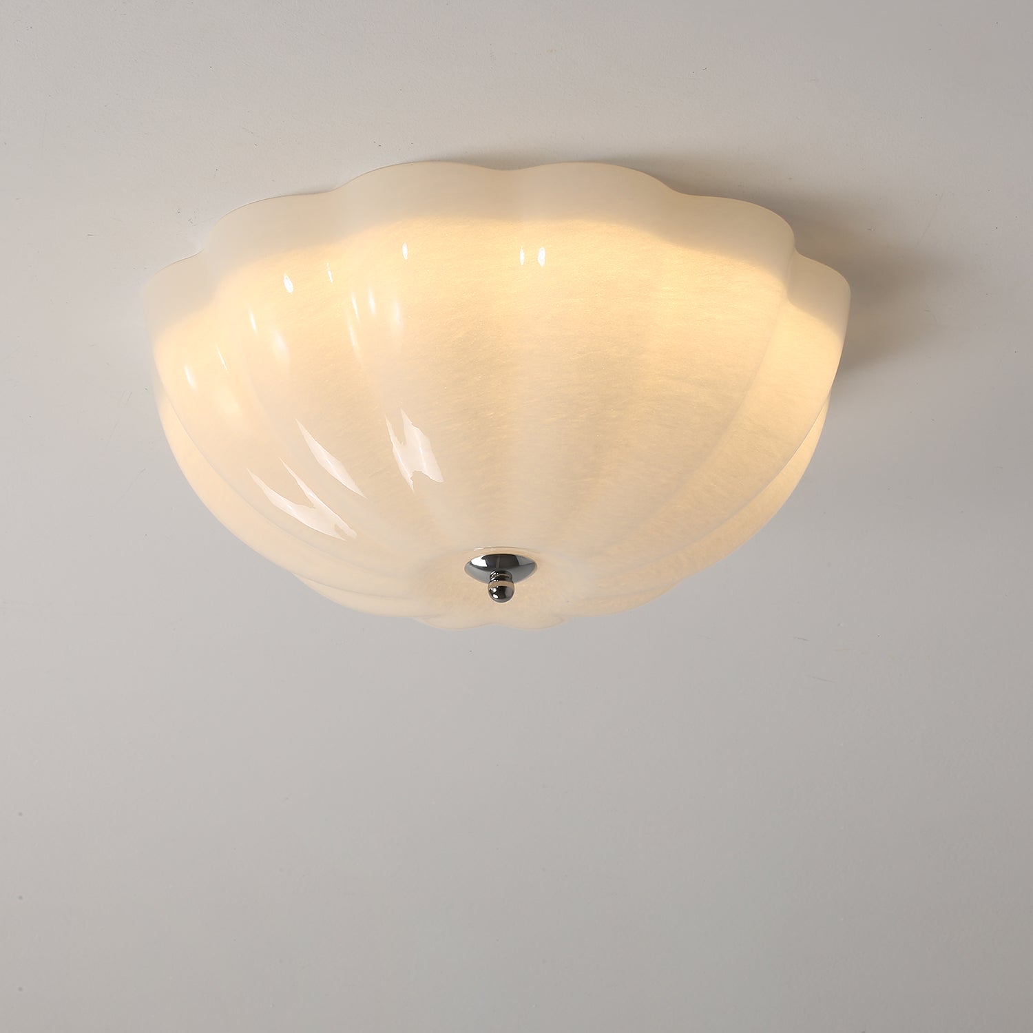 Uphaara Modern Minimalist Opal Shell Glass Ceiling Lamp-Neutral Decor