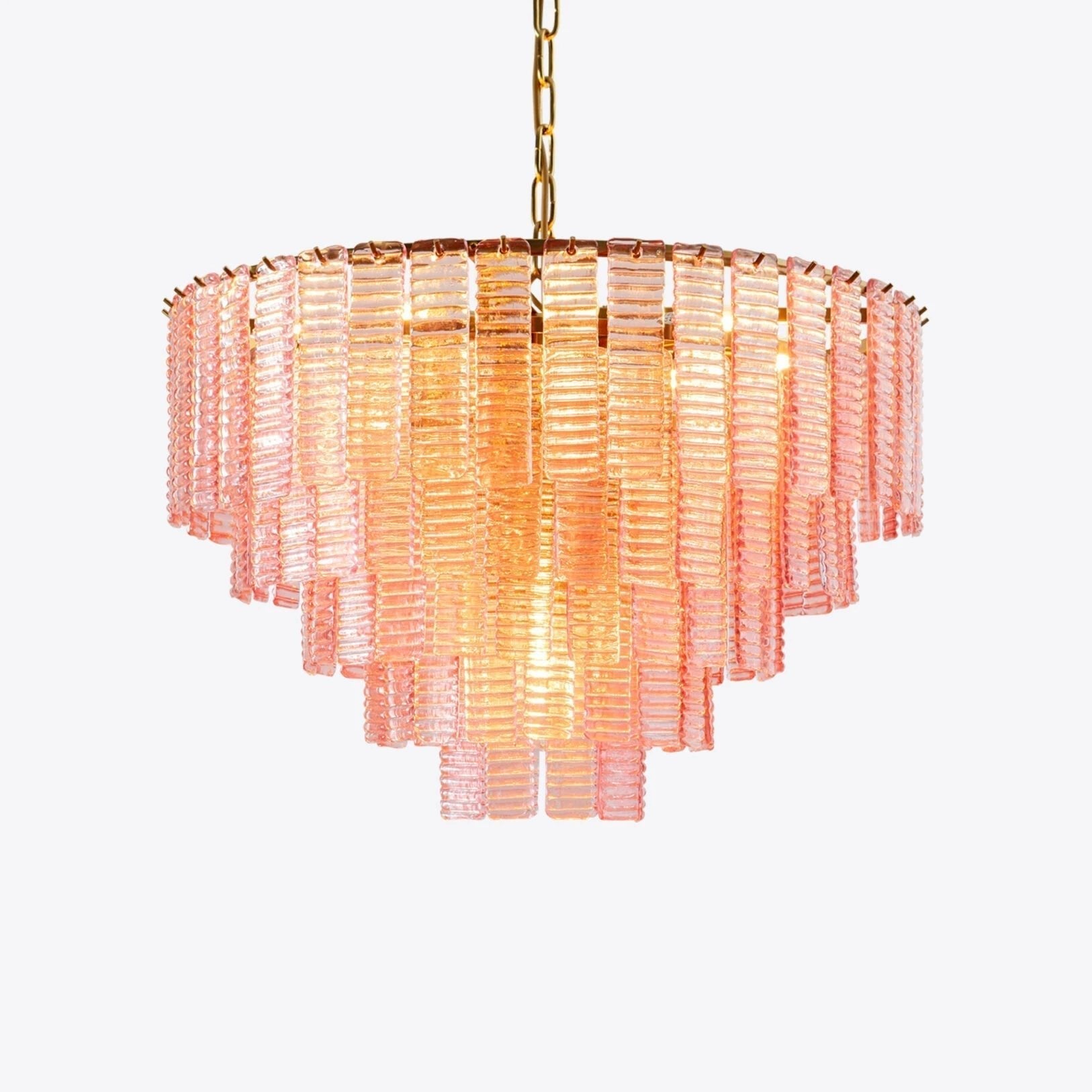 Aurora Chandelier Pink Murano Glass Layered Vintage Luxury-Neutral Decor