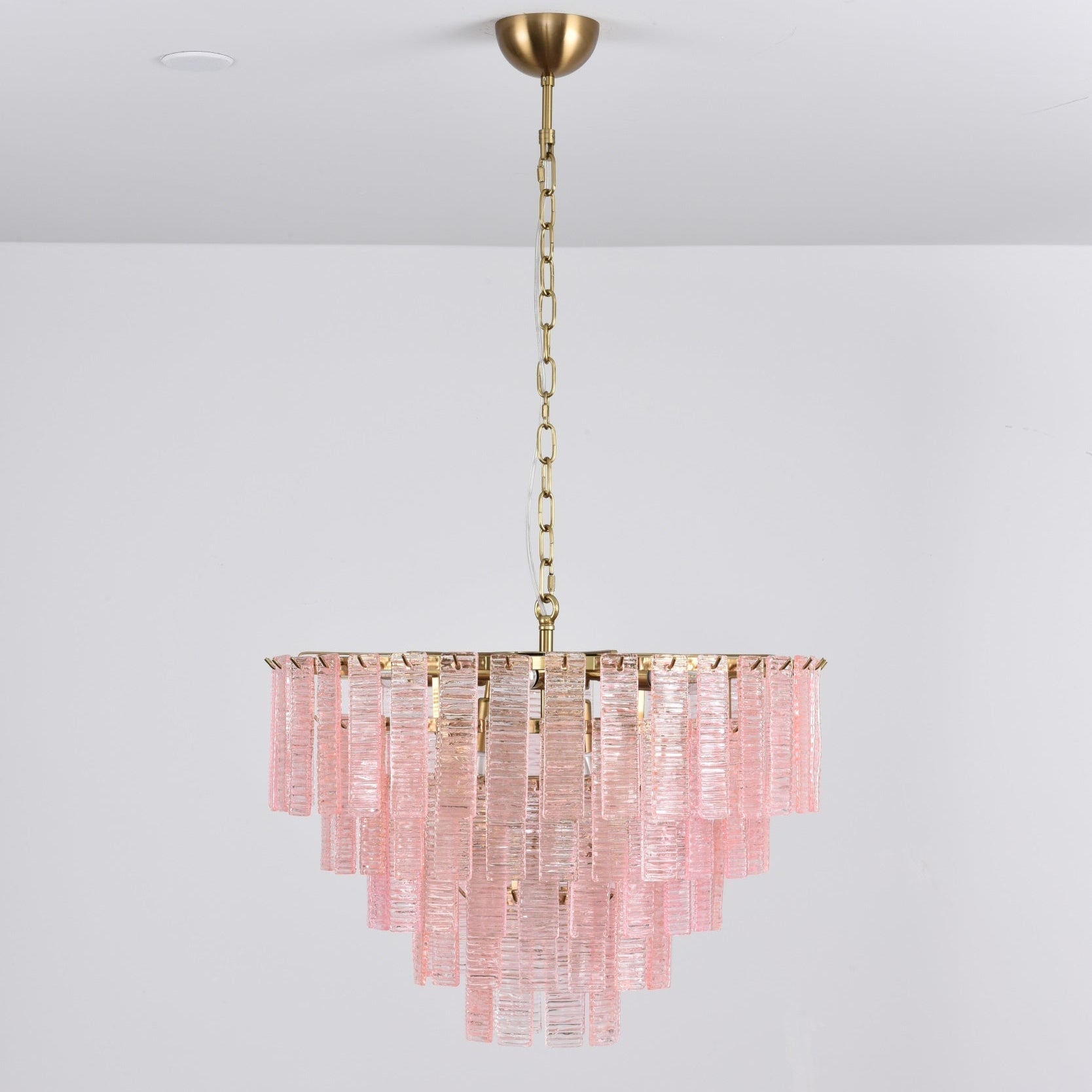 Aurora Chandelier Pink Murano Glass Layered Vintage Luxury-Neutral Decor