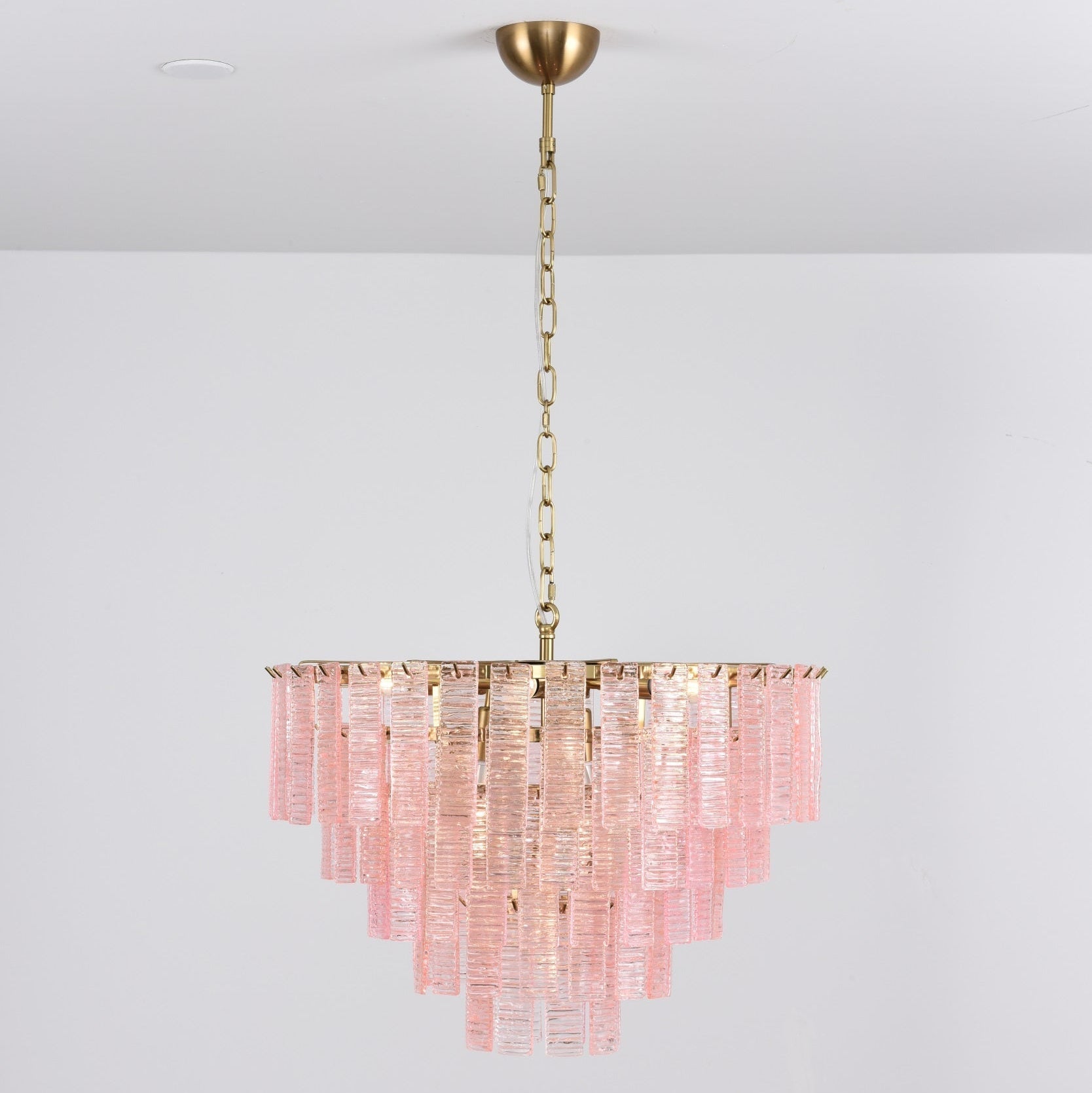 Aurora Chandelier Pink Murano Glass Layered Vintage Luxury-Neutral Decor