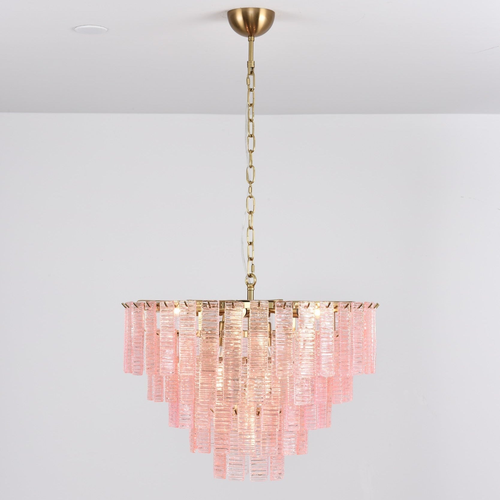 Aurora Chandelier Pink Murano Glass Layered Vintage Luxury-Neutral Decor