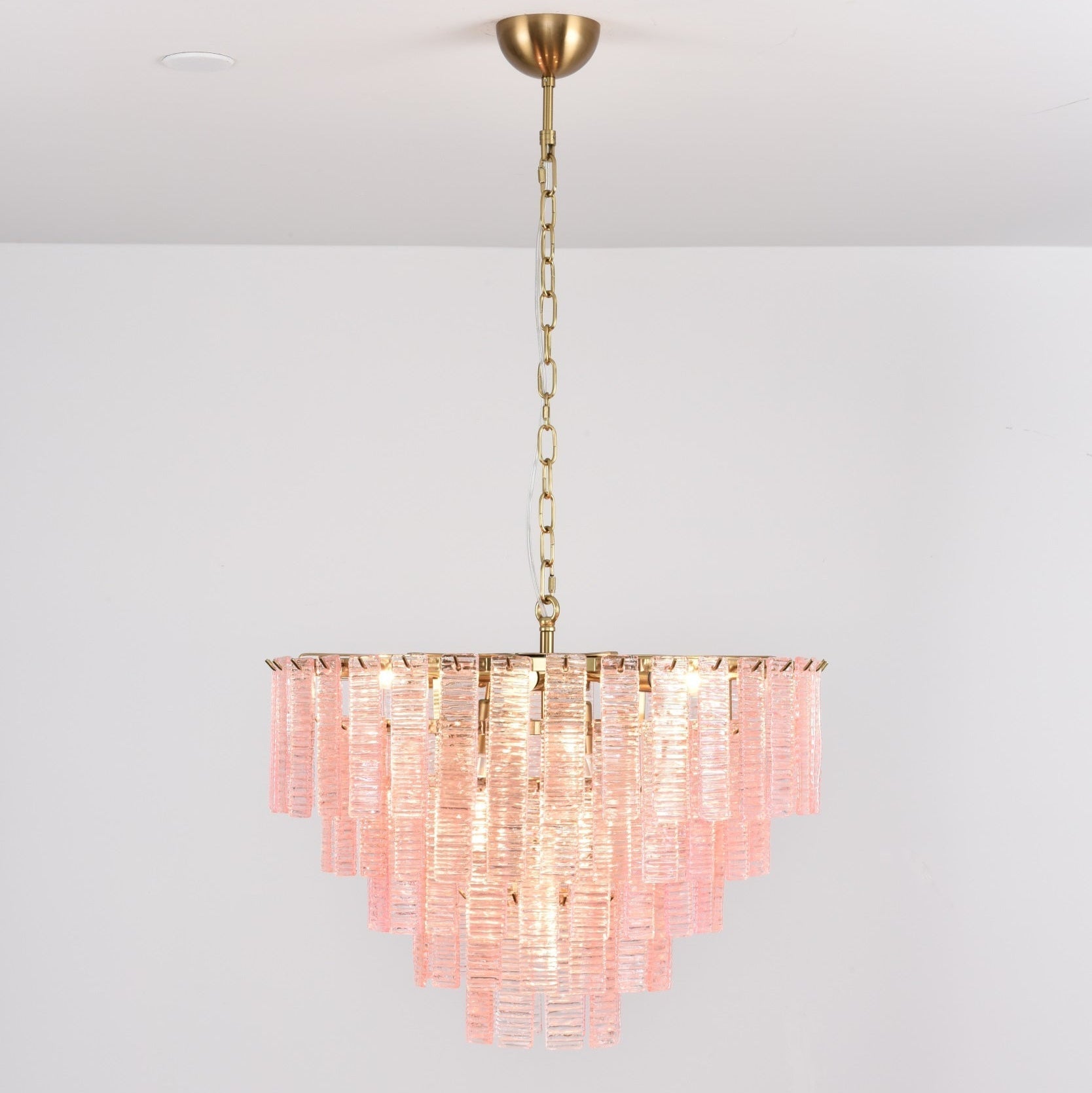 Aurora Chandelier Pink Murano Glass Layered Vintage Luxury-Neutral Decor