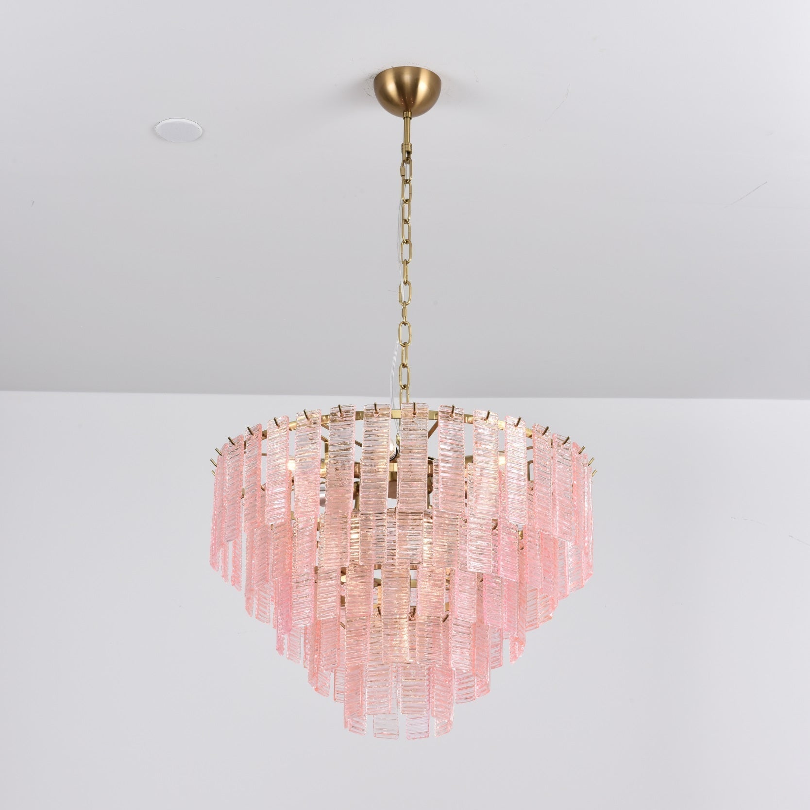 Aurora Chandelier Pink Murano Glass Layered Vintage Luxury-Neutral Decor