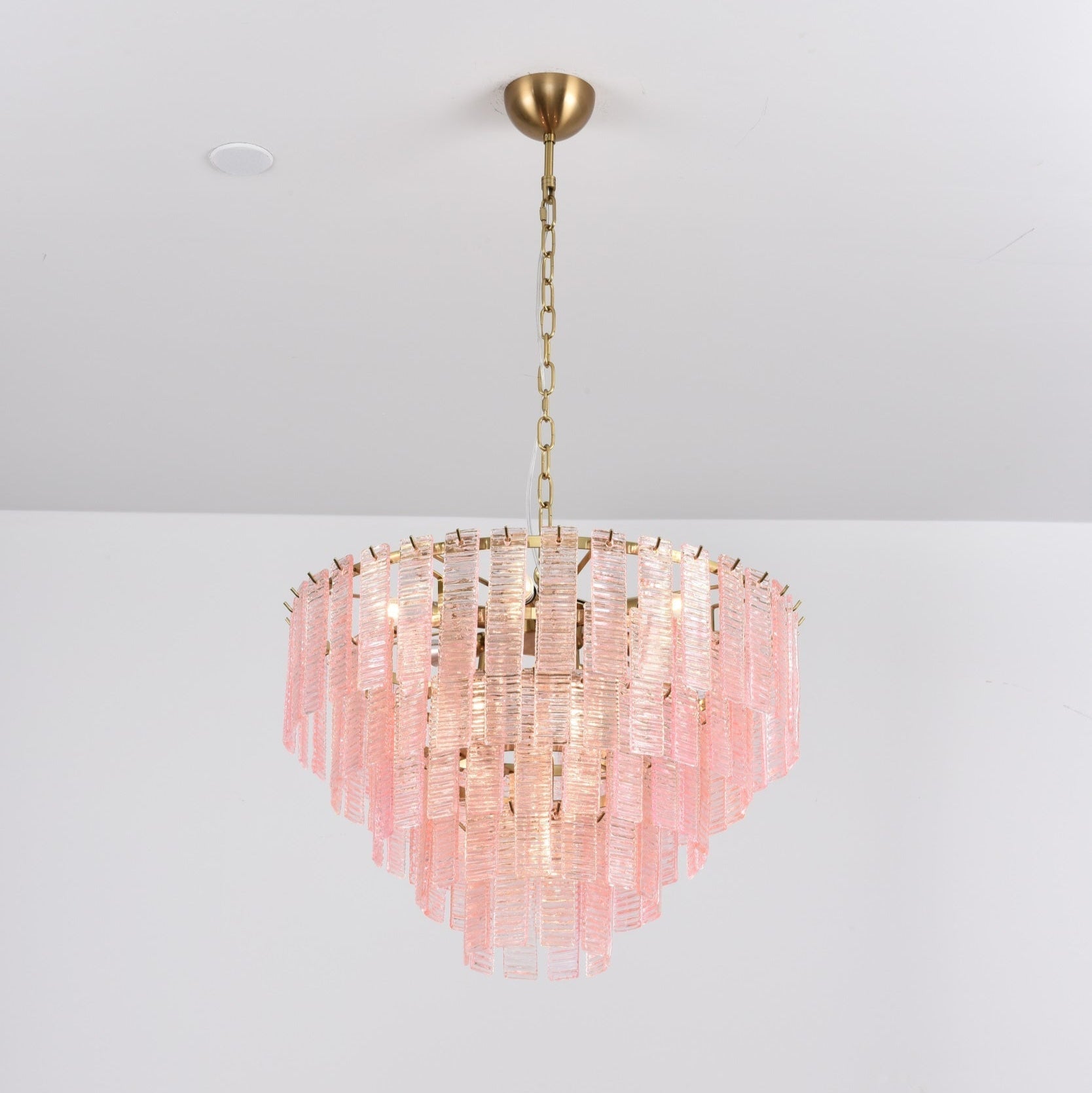 Aurora Chandelier Pink Murano Glass Layered Vintage Luxury-Neutral Decor