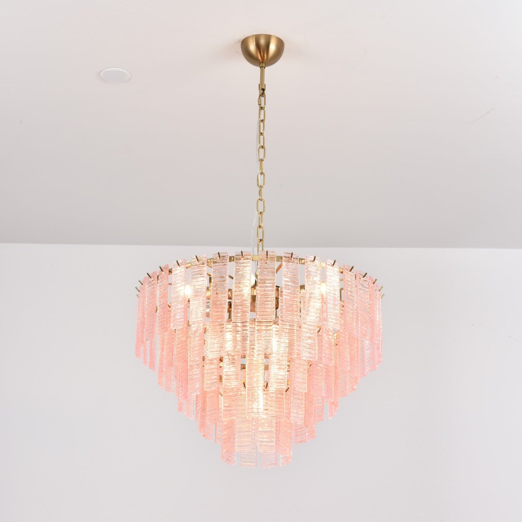 Aurora Chandelier Pink Murano Glass Layered Vintage Luxury-Neutral Decor