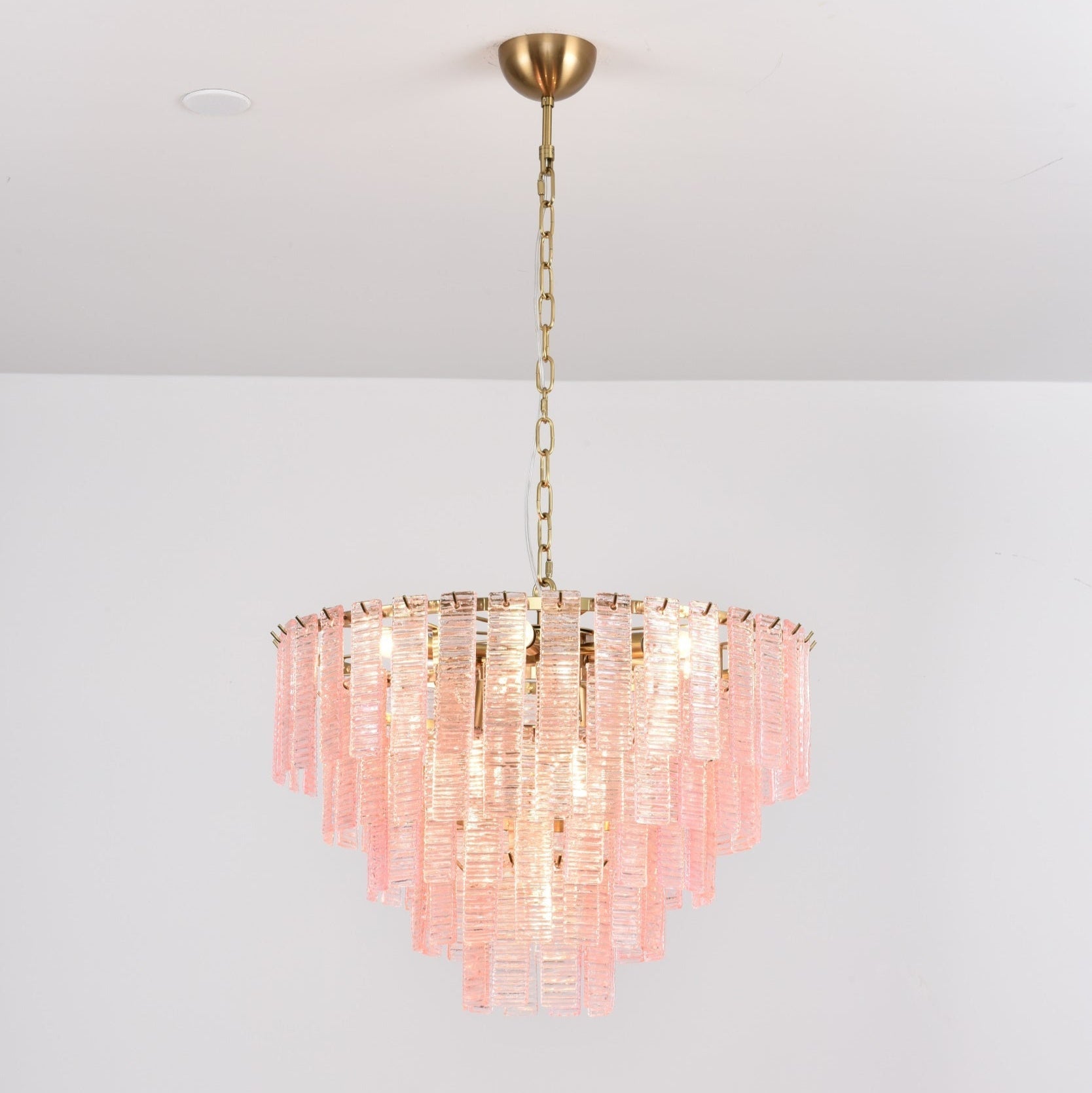Aurora Chandelier Pink Murano Glass Layered Vintage Luxury-Neutral Decor