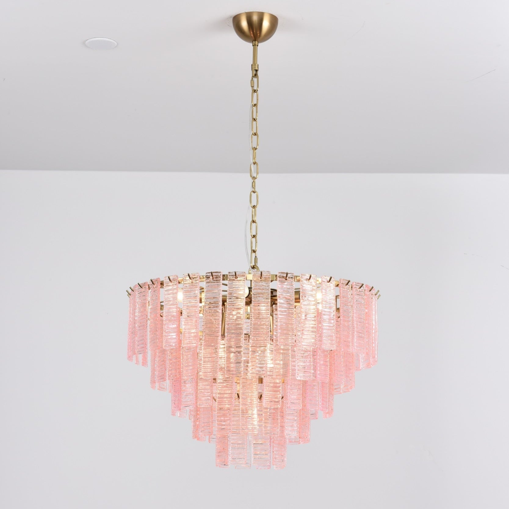 Aurora Chandelier Pink Murano Glass Layered Vintage Luxury-Neutral Decor