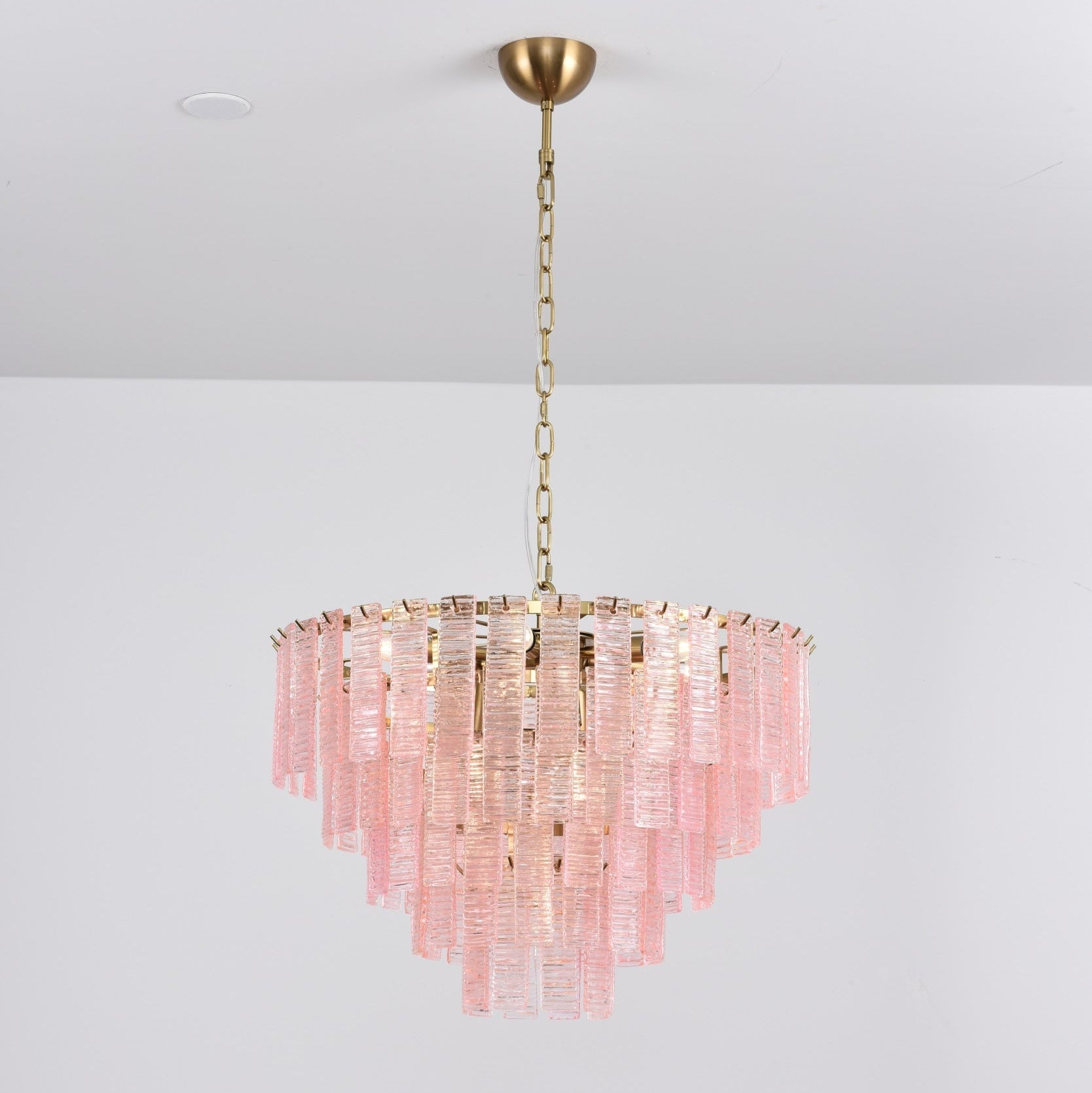 Aurora Chandelier Pink Murano Glass Layered Vintage Luxury-Neutral Decor
