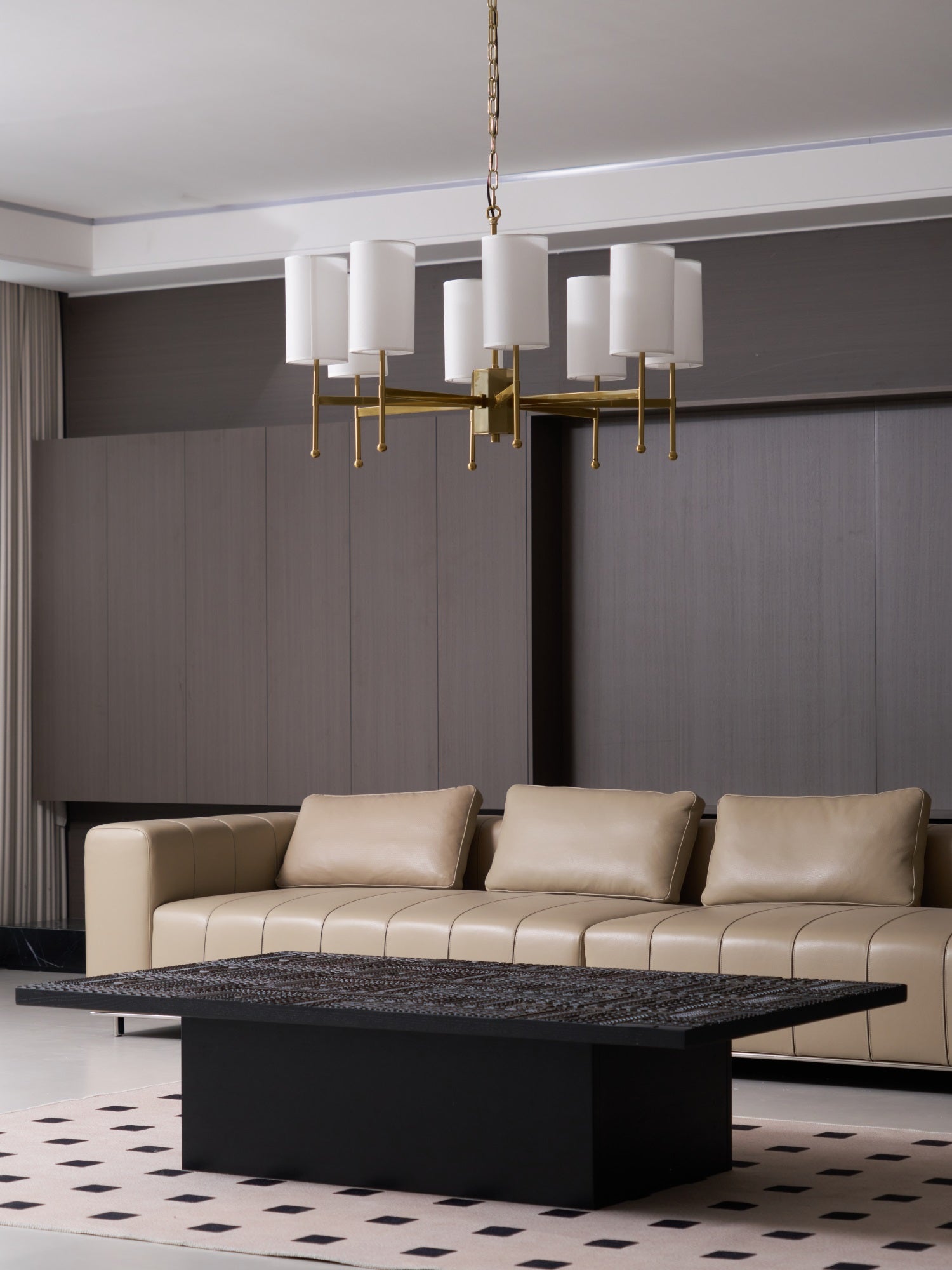 Ulcarisra Traditional Vintage Brass Fabric Chandelier-Neutral Decor