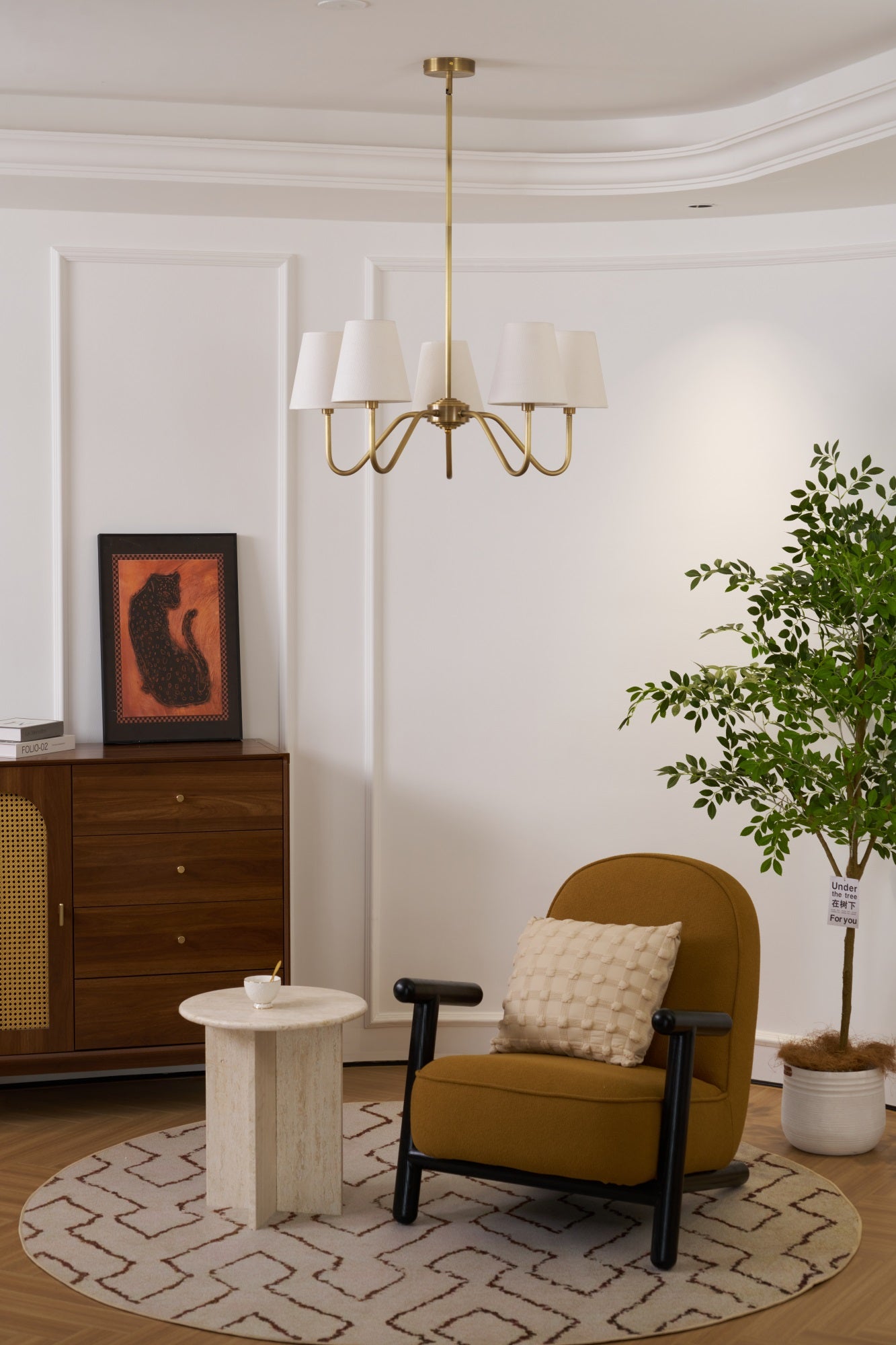 Viraean Vintage Industrial Brass Fabric Chandelier-Neutral Decor