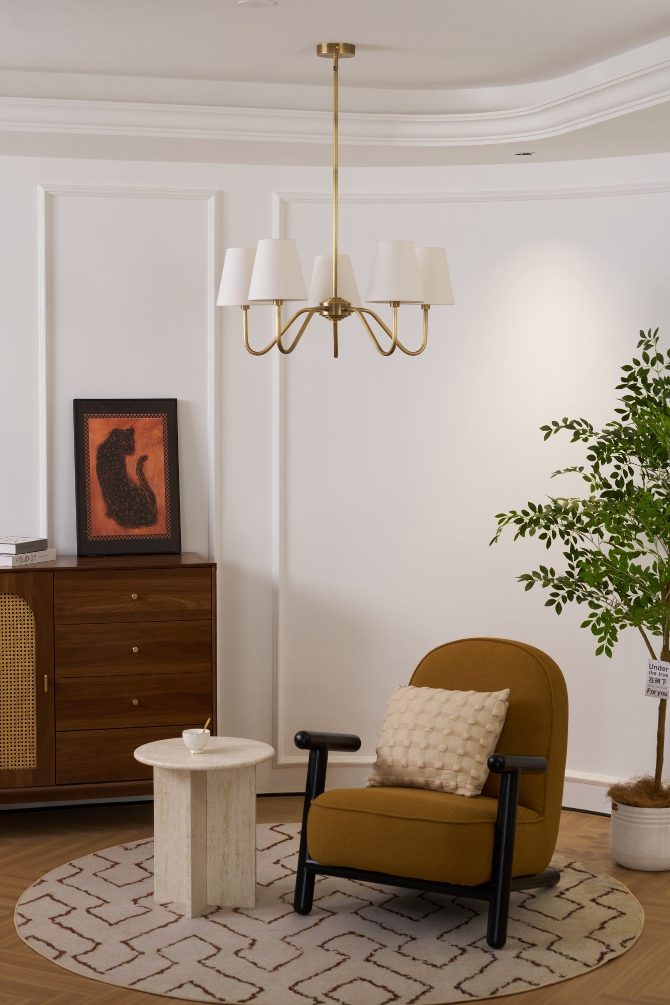 Viraean Vintage Industrial Brass Fabric Chandelier-Neutral Decor