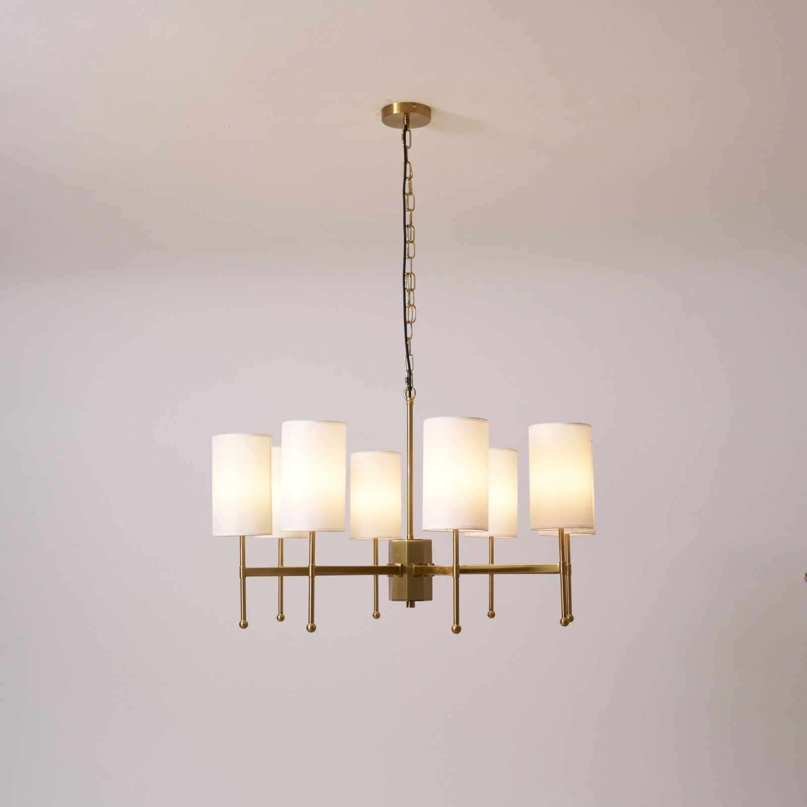 Ulcarisra Traditional Vintage Brass Fabric Chandelier-Neutral Decor