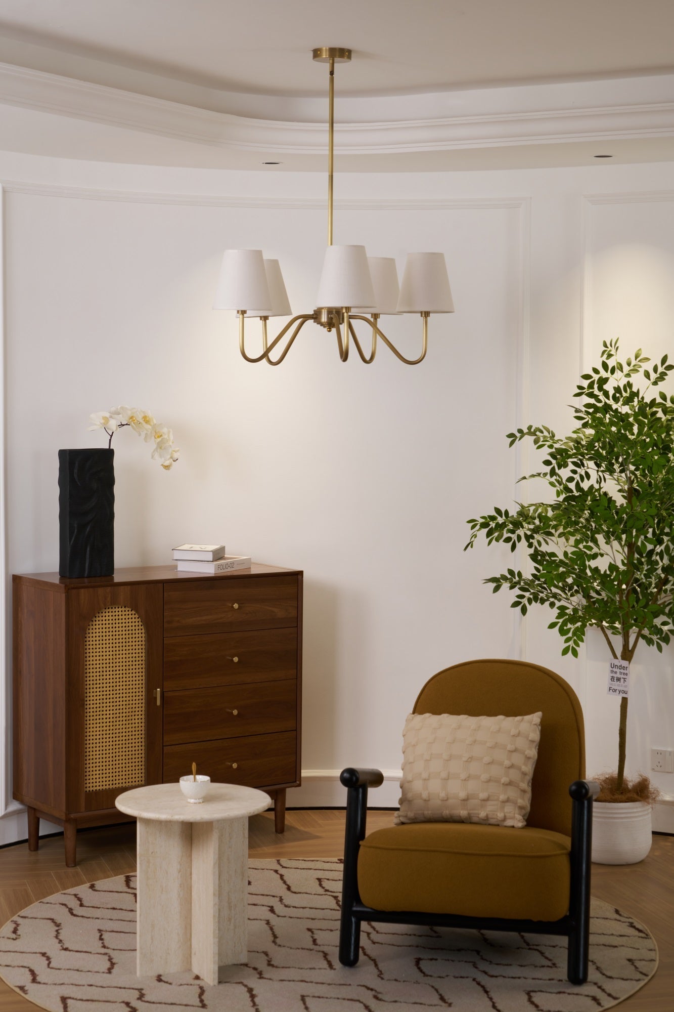Viraean Vintage Industrial Brass Fabric Chandelier-Neutral Decor