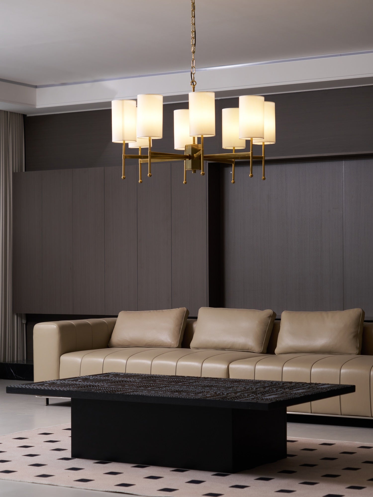 Ulcarisra Traditional Vintage Brass Fabric Chandelier-Neutral Decor