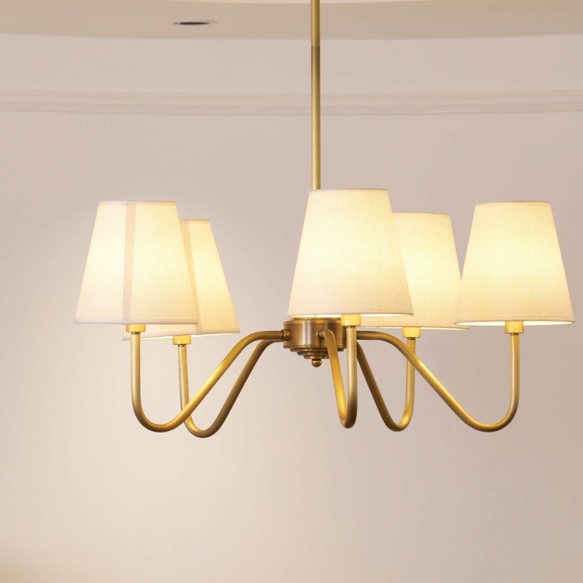 Viraean Vintage Industrial Brass Fabric Chandelier-Neutral Decor