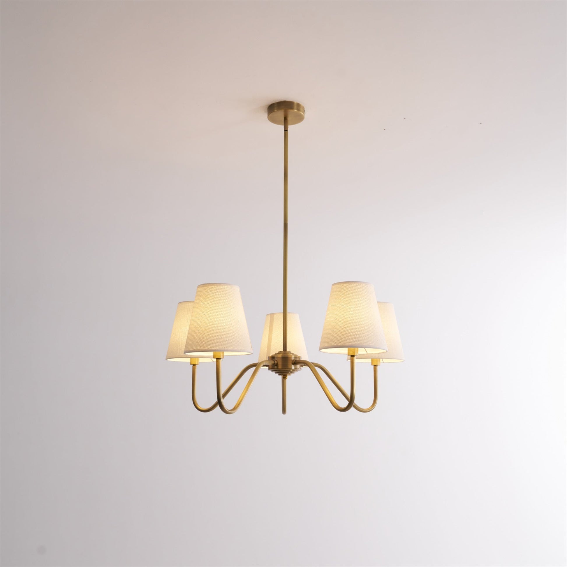 Viraean Vintage Industrial Brass Fabric Chandelier-Neutral Decor