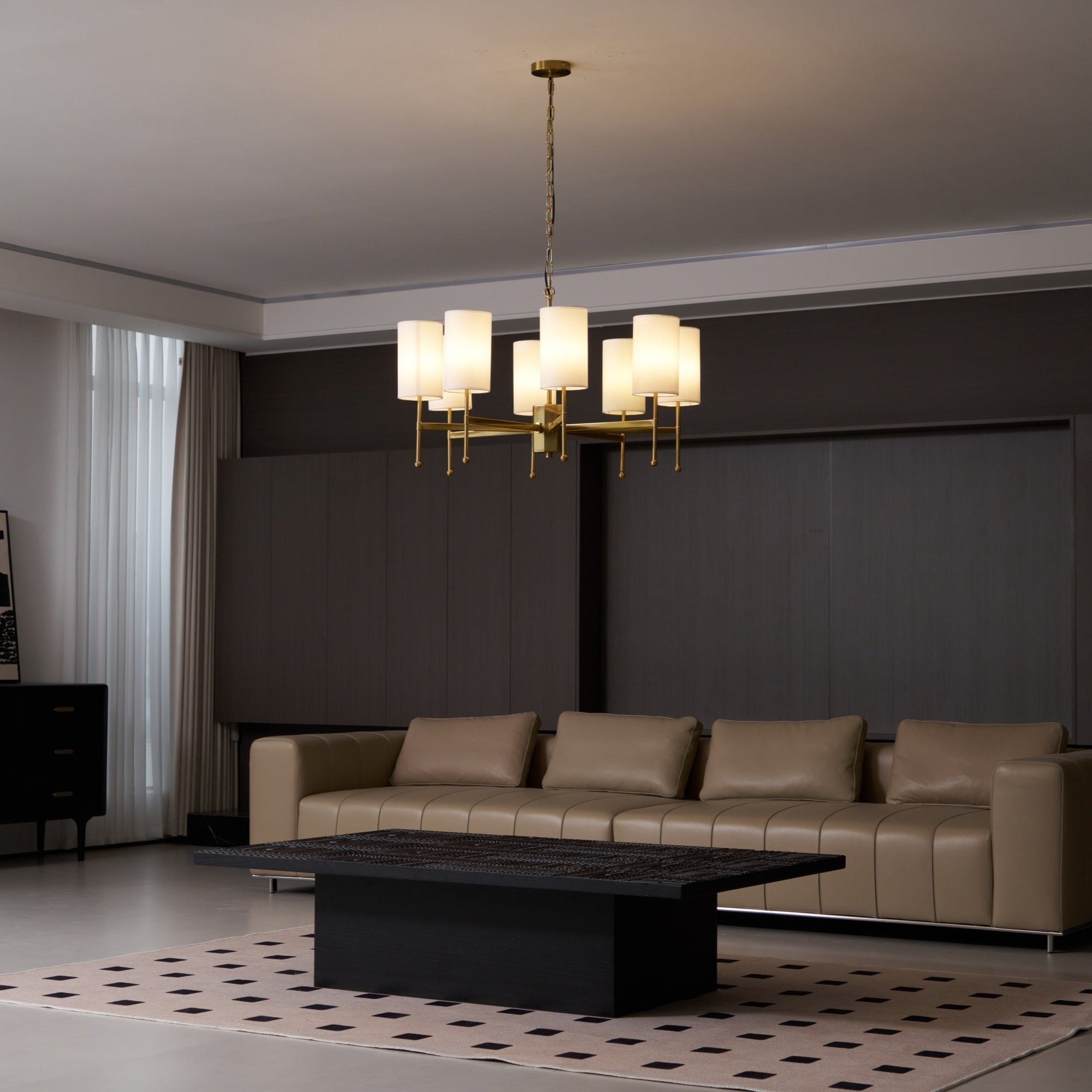 Ulcarisra Traditional Vintage Brass Fabric Chandelier-Neutral Decor
