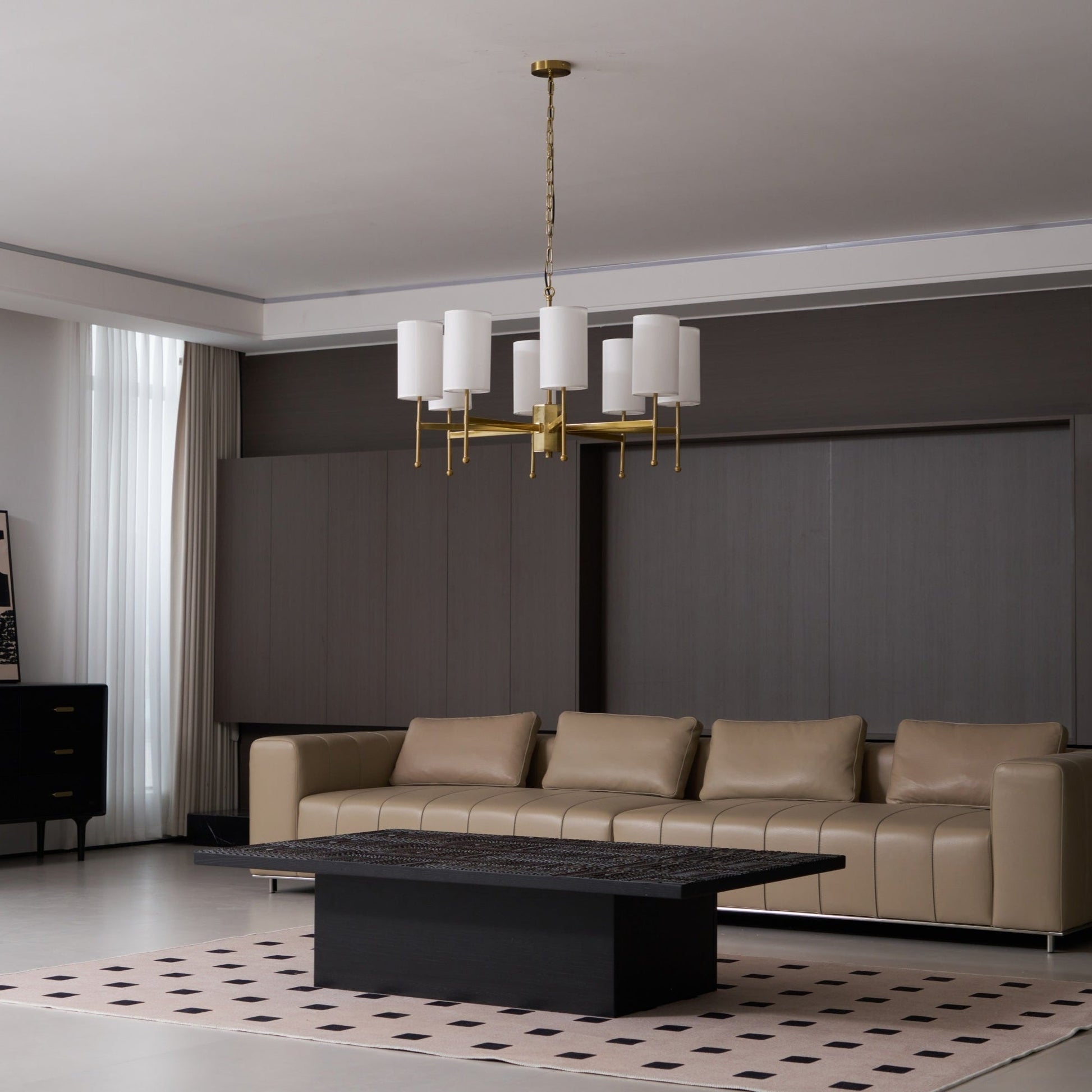 Ulcarisra Traditional Vintage Brass Fabric Chandelier-Neutral Decor