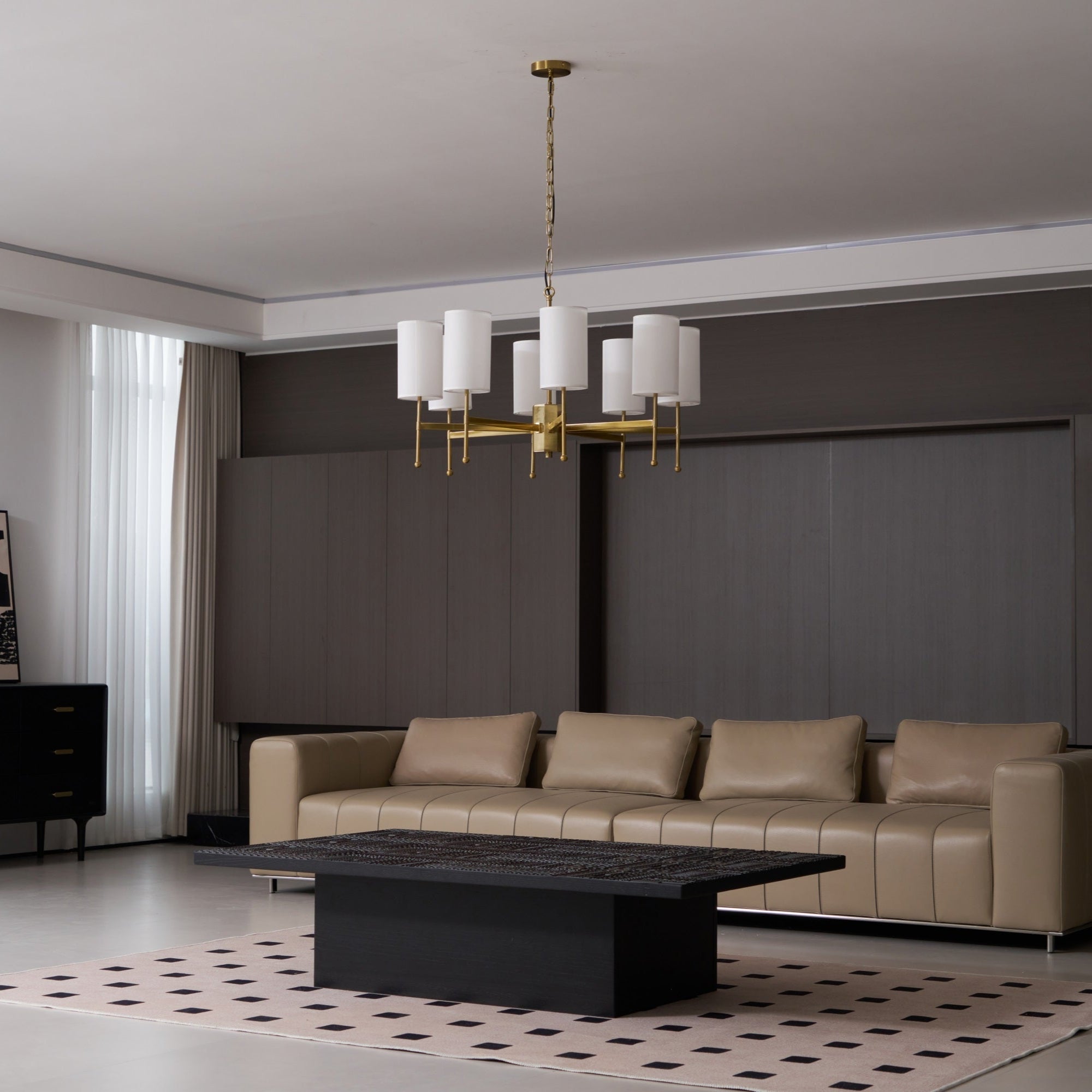 Ulcarisra Traditional Vintage Brass Fabric Chandelier-Neutral Decor