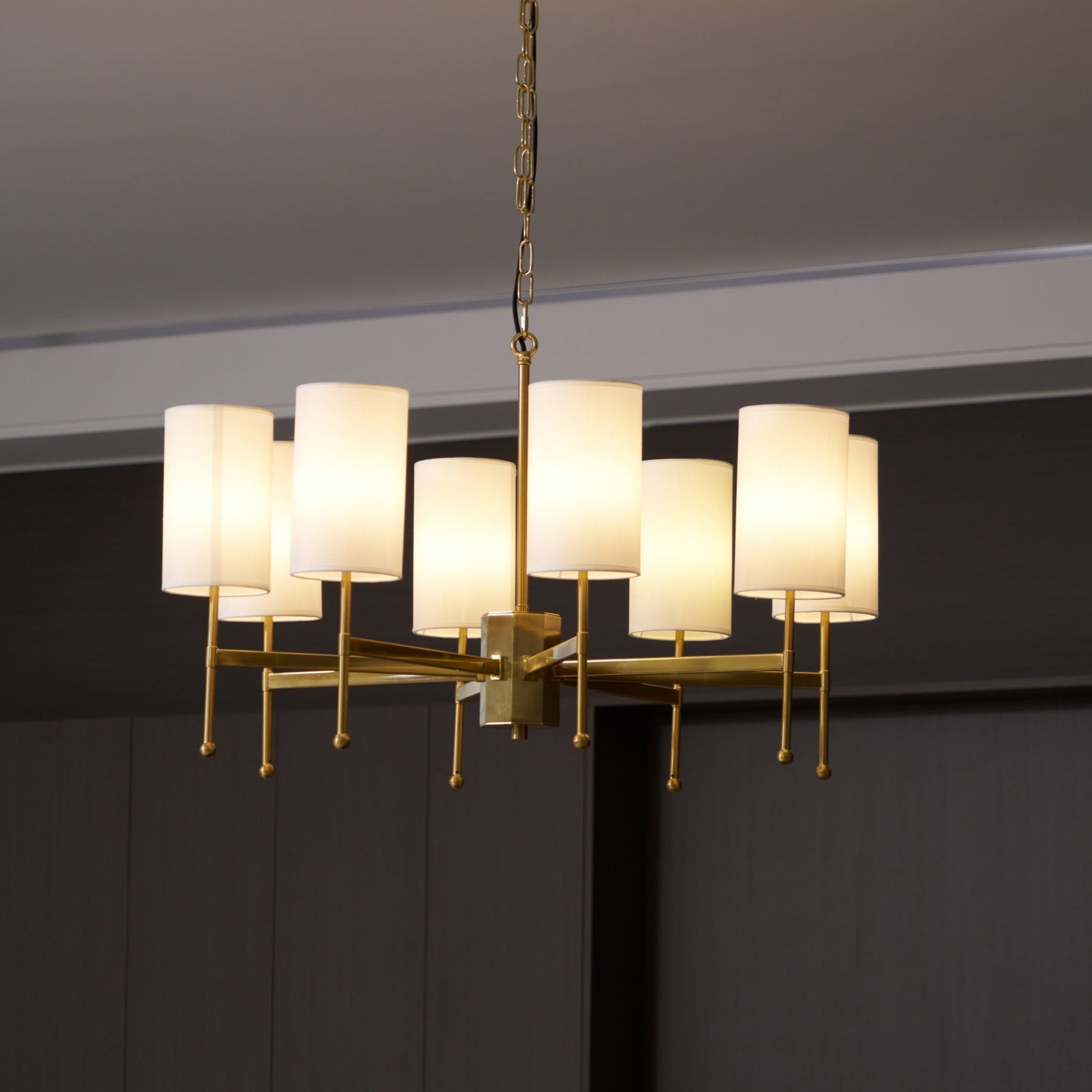 Ulcarisra Traditional Vintage Brass Fabric Chandelier-Neutral Decor