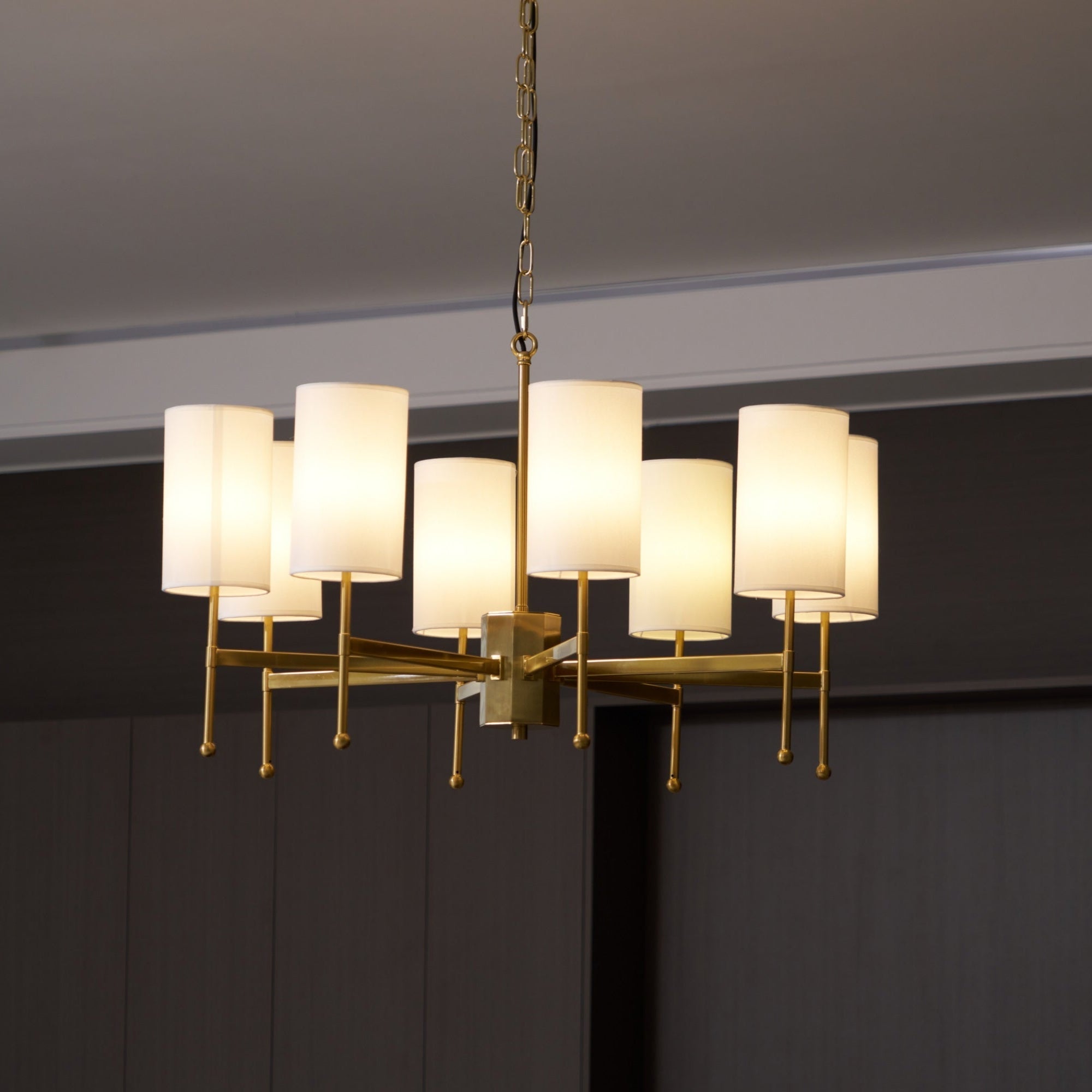 Ulcarisra Traditional Vintage Brass Fabric Chandelier-Neutral Decor