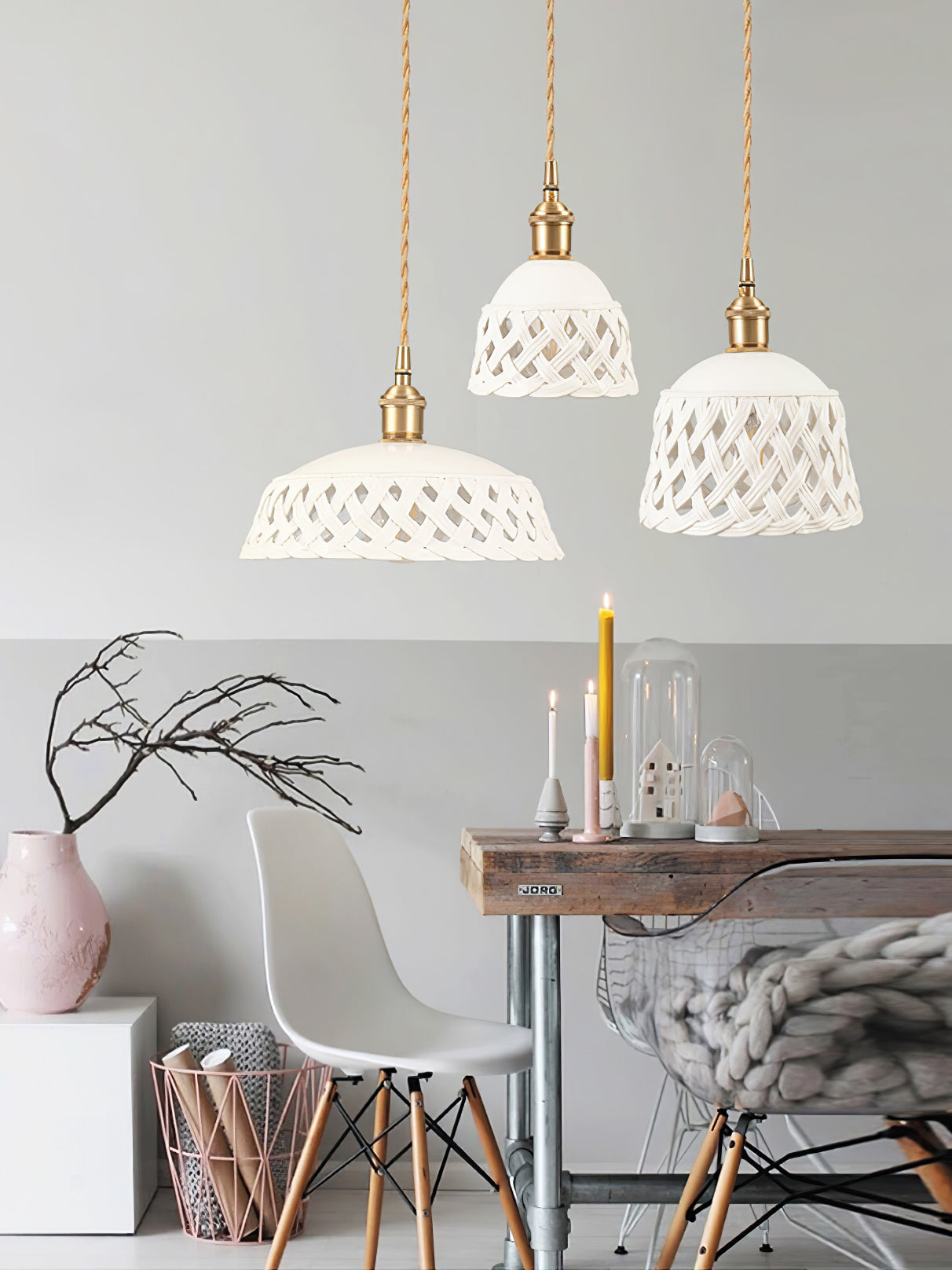 Dominex Ceramic Cozy Pendant Lamp-Neutral Decor