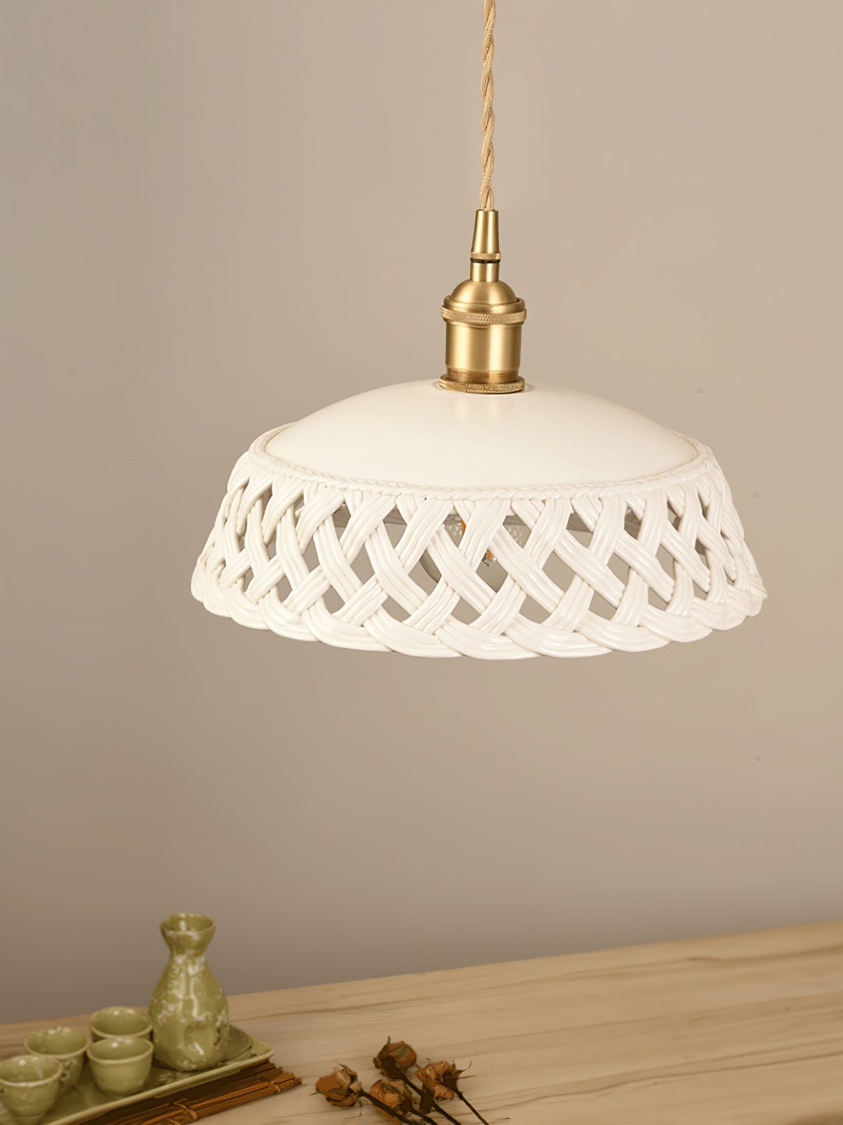 Dominex Ceramic Cozy Pendant Lamp-Neutral Decor