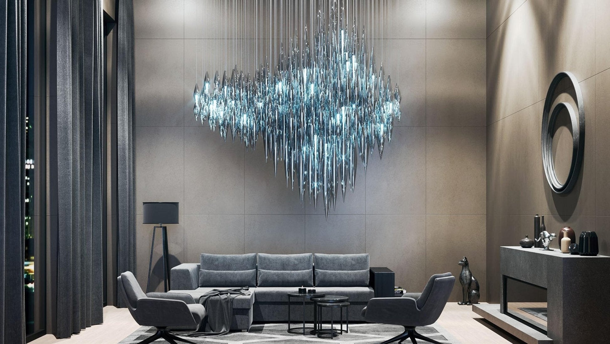 Oloren Prismatic Crystal Chandelier-Neutral Decor