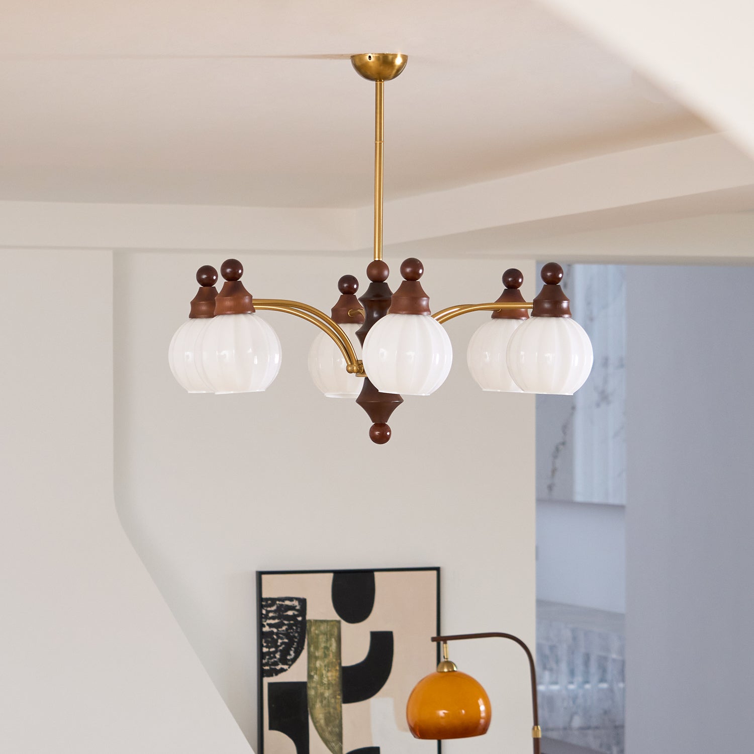 Jago Chandelier Blossom with Glass Shades-Neutral Decor