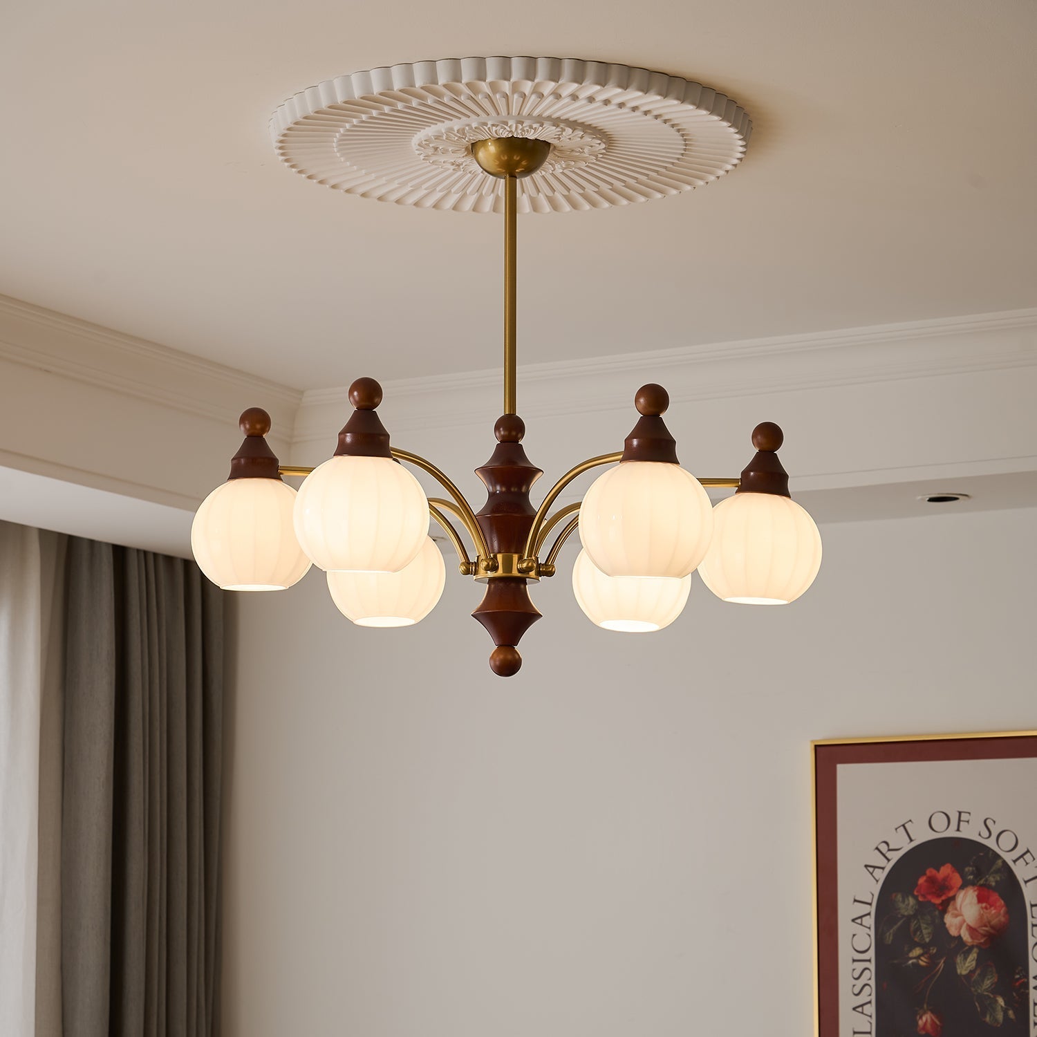 Jago Chandelier Blossom with Glass Shades-Neutral Decor