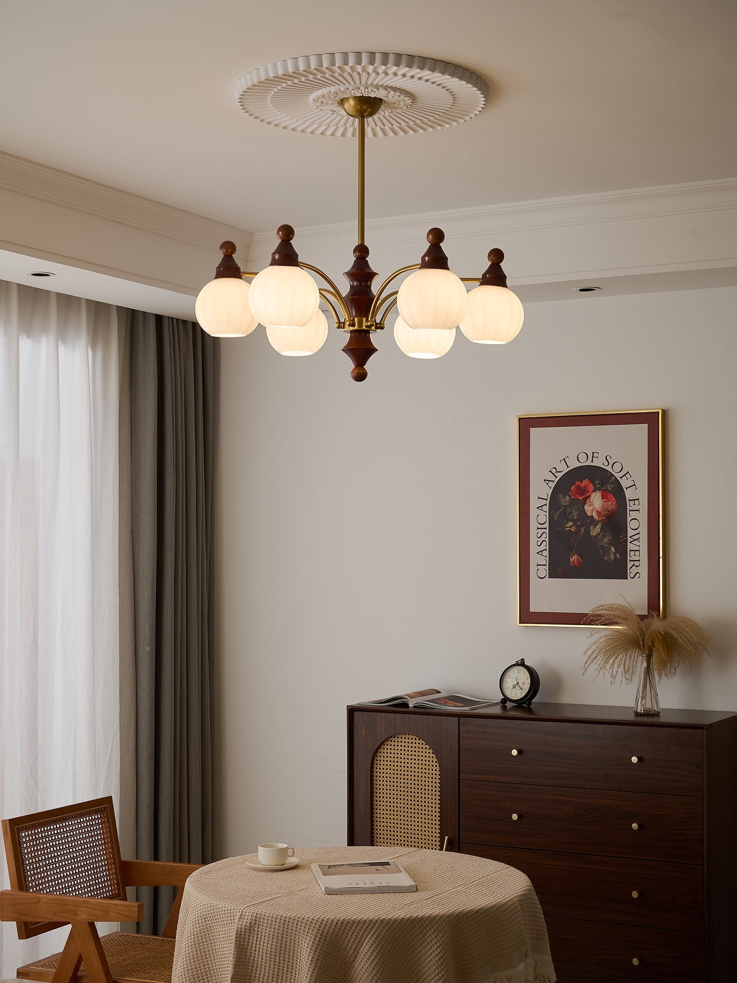 Jago Chandelier Blossom with Glass Shades-Neutral Decor