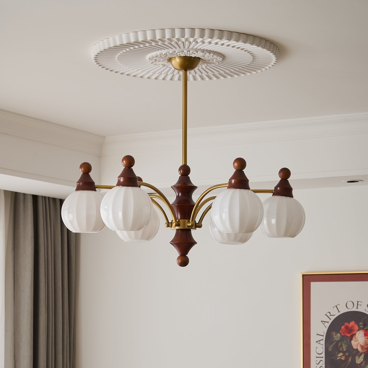 Jago Chandelier Blossom with Glass Shades-Neutral Decor