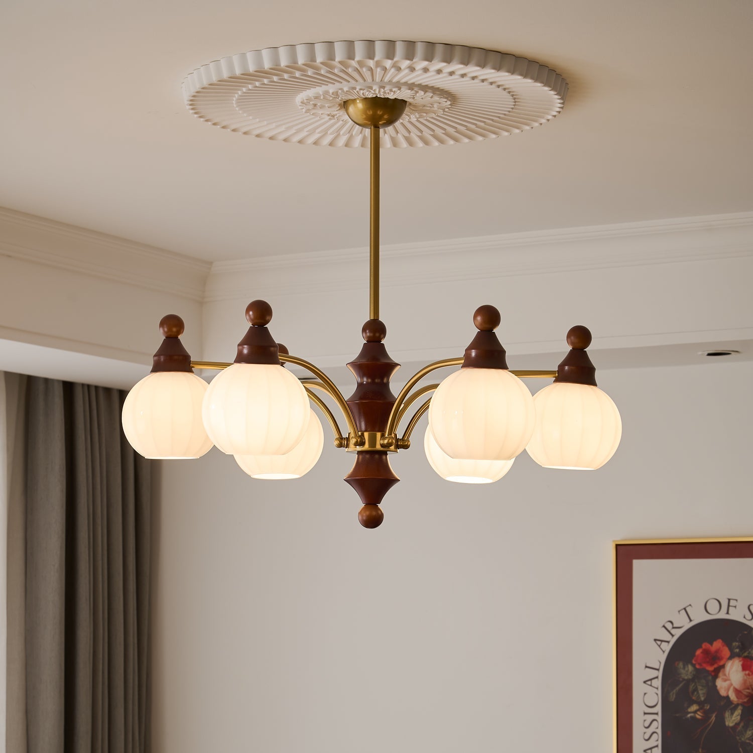 Jago Chandelier Blossom with Glass Shades-Neutral Decor