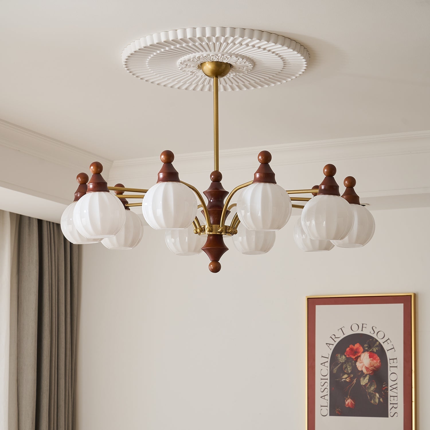 Jago Chandelier Blossom with Glass Shades-Neutral Decor