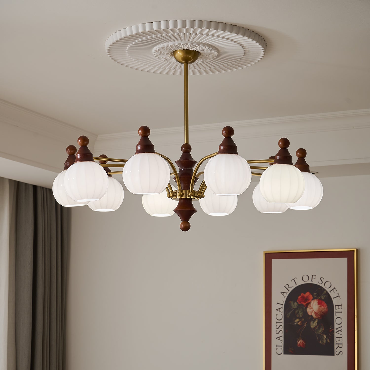 Jago Chandelier Blossom with Glass Shades-Neutral Decor