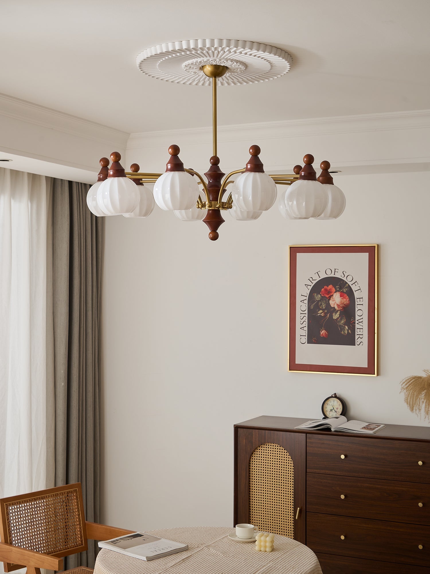 Jago Chandelier Blossom with Glass Shades-Neutral Decor