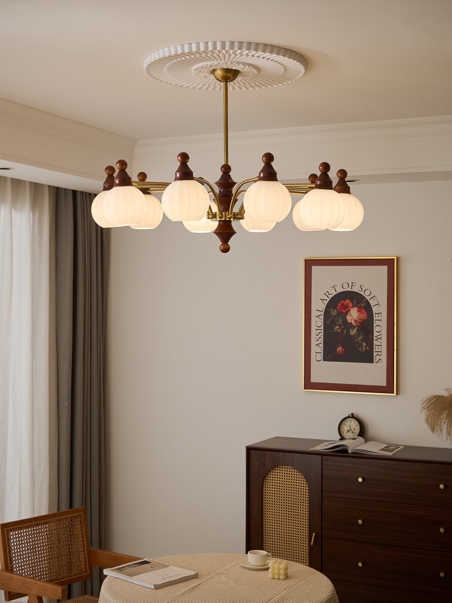 Jago Chandelier Blossom with Glass Shades-Neutral Decor