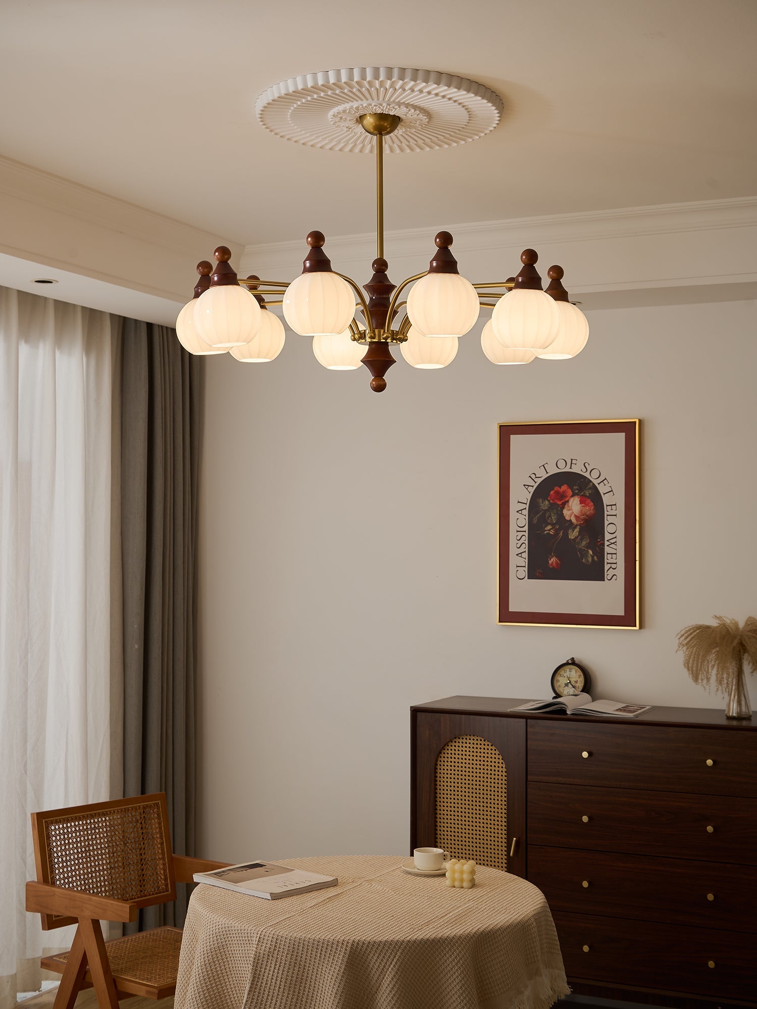 Jago Chandelier Blossom with Glass Shades-Neutral Decor