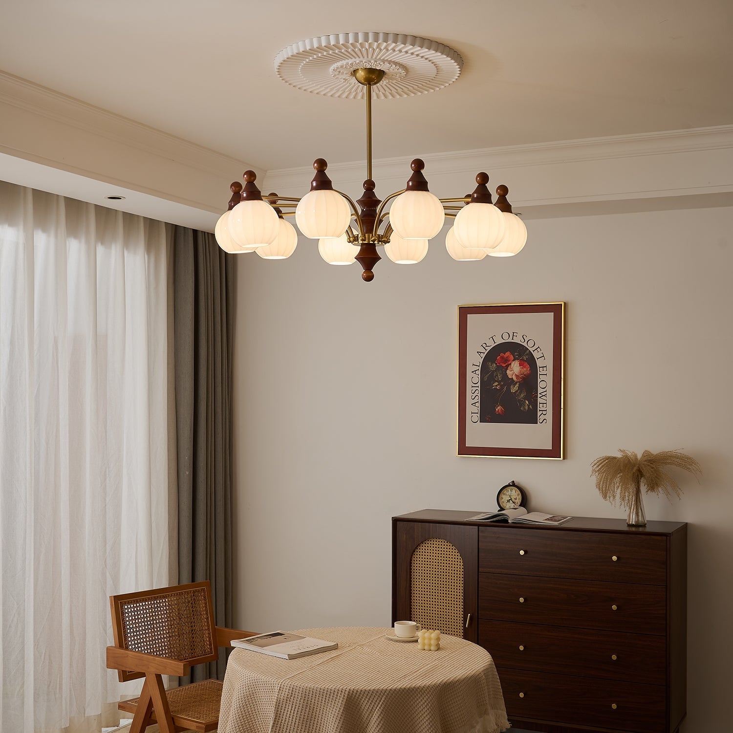 Jago Chandelier Blossom with Glass Shades-Neutral Decor