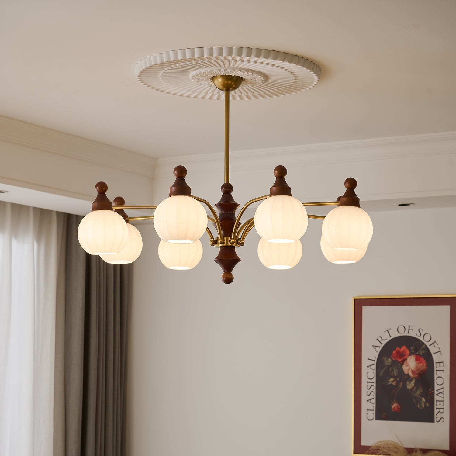 Jago Chandelier Blossom with Glass Shades-Neutral Decor