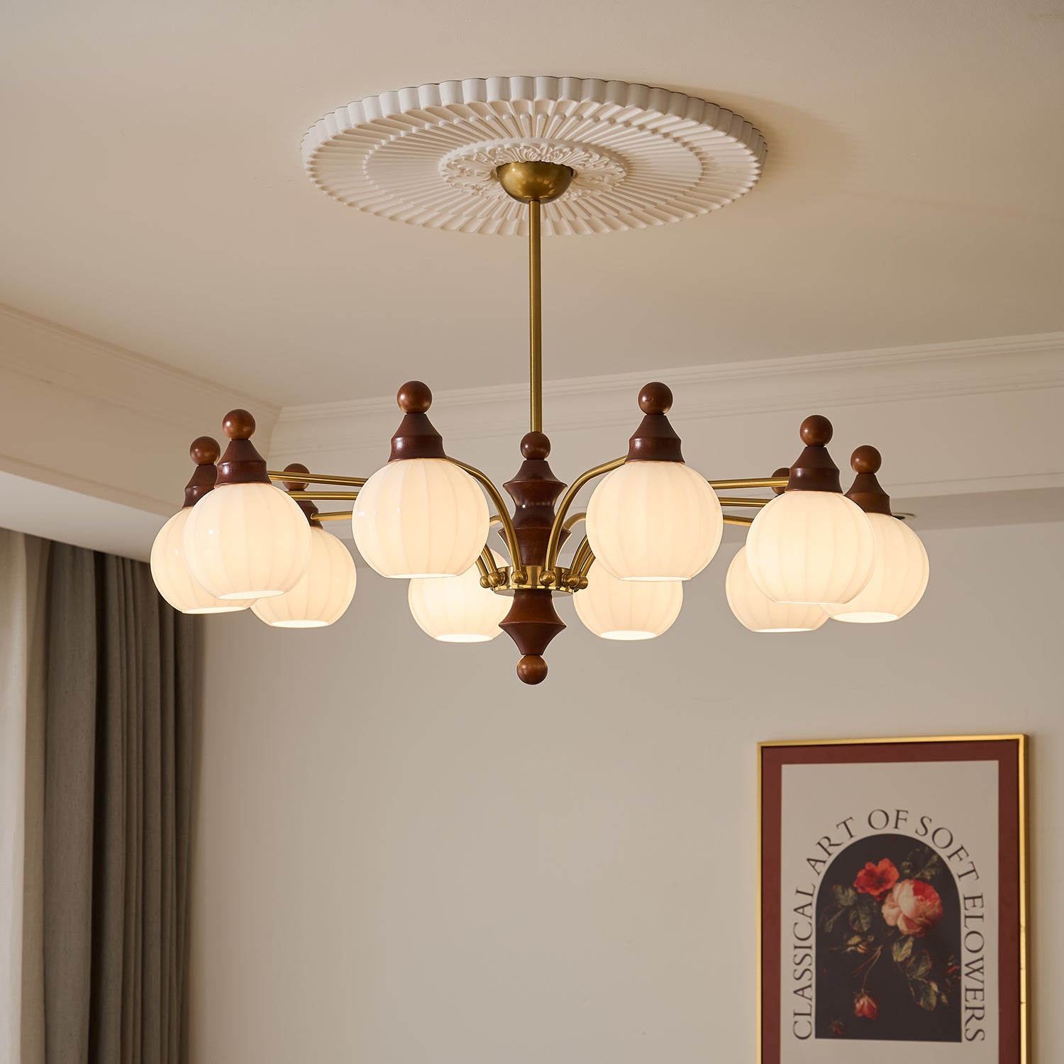 Jago Chandelier Blossom with Glass Shades-Neutral Decor
