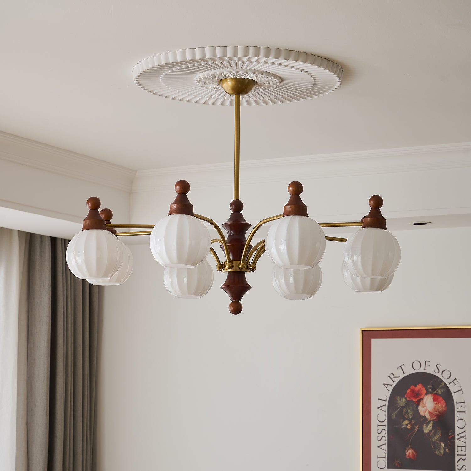Jago Chandelier Blossom with Glass Shades-Neutral Decor