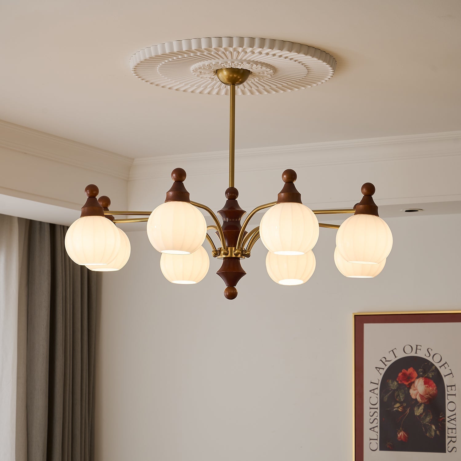 Jago Chandelier Blossom with Glass Shades-Neutral Decor
