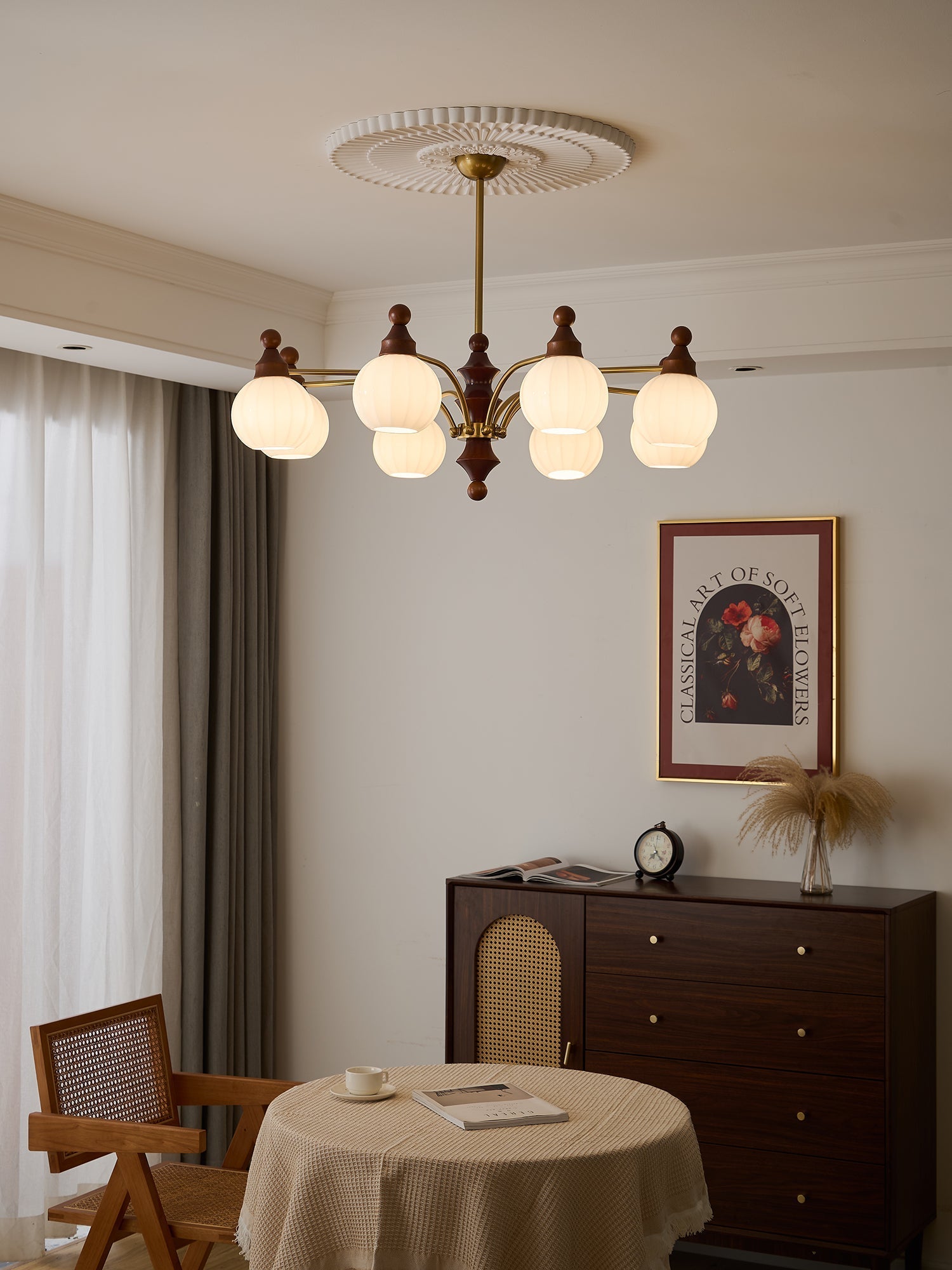 Jago Chandelier Blossom with Glass Shades-Neutral Decor