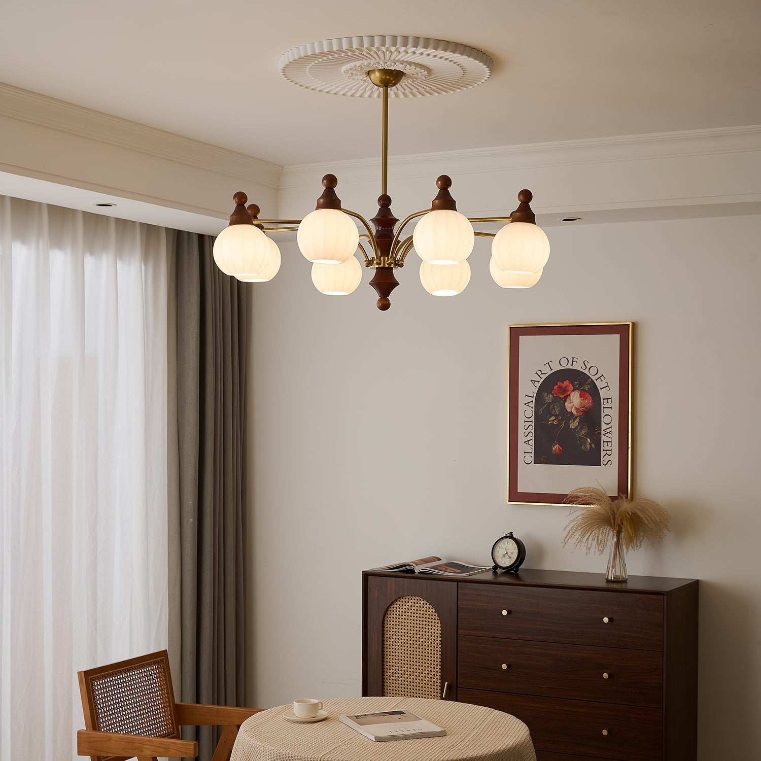 Jago Chandelier Blossom with Glass Shades-Neutral Decor