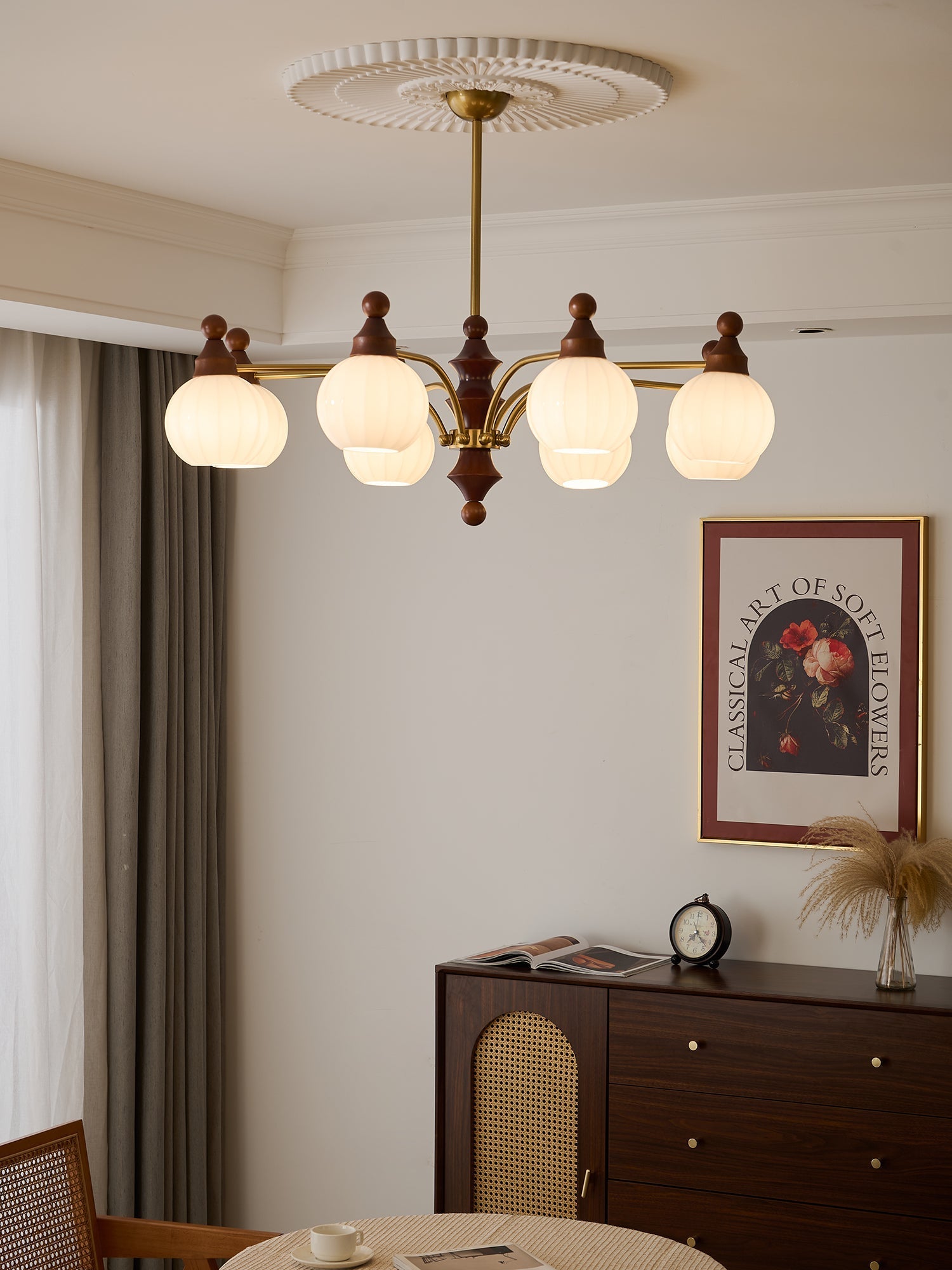 Jago Chandelier Blossom with Glass Shades-Neutral Decor