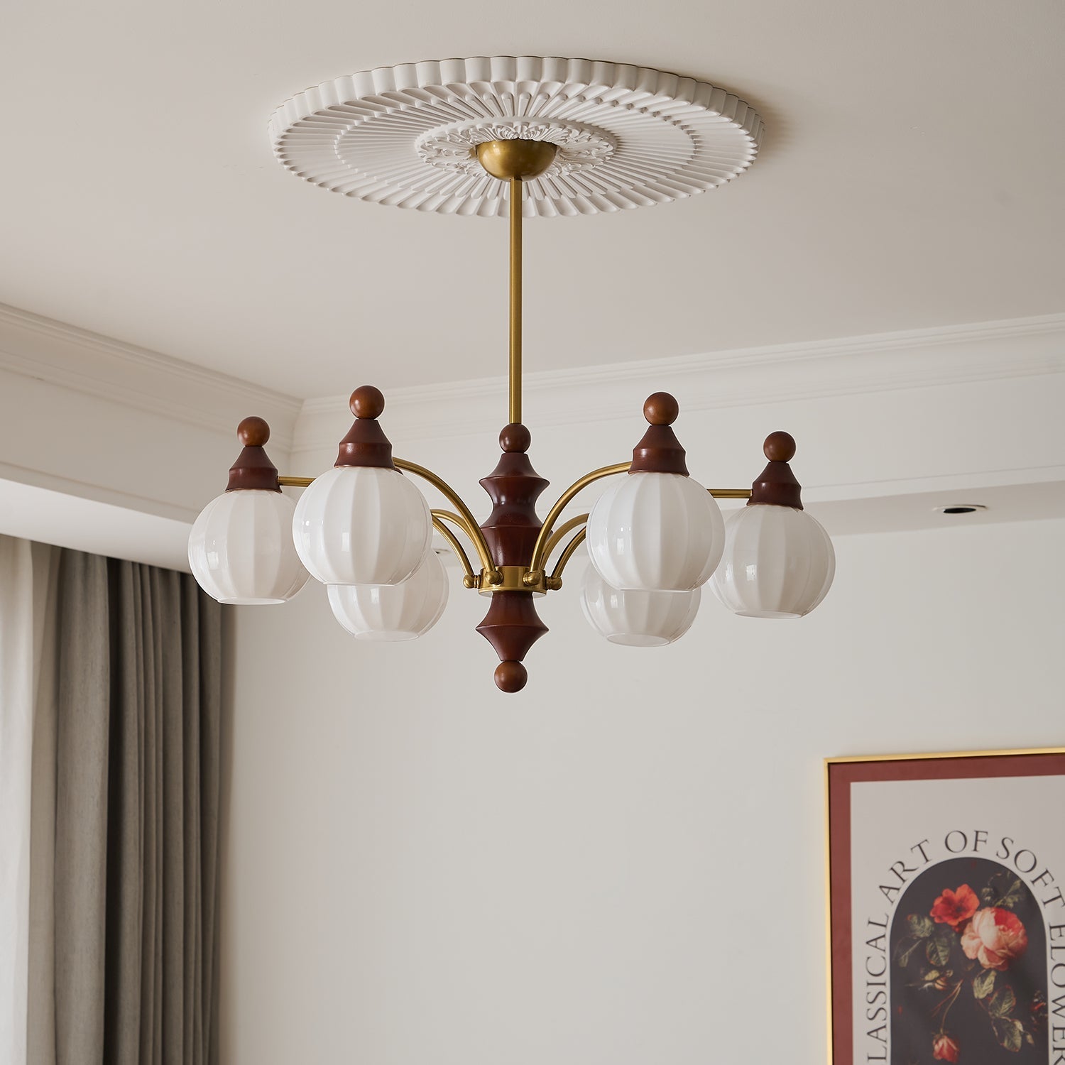 Jago Chandelier Blossom with Glass Shades-Neutral Decor