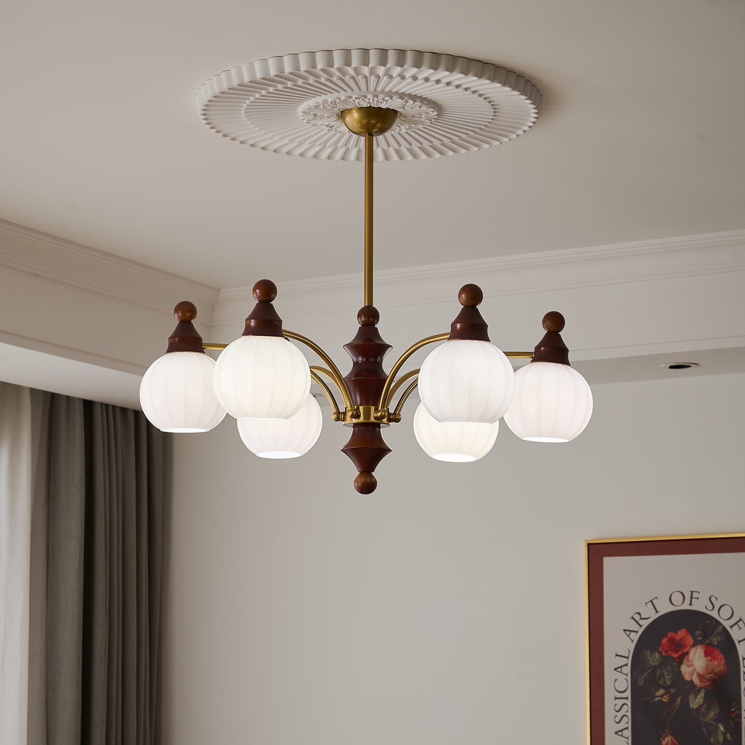 Jago Chandelier Blossom with Glass Shades-Neutral Decor