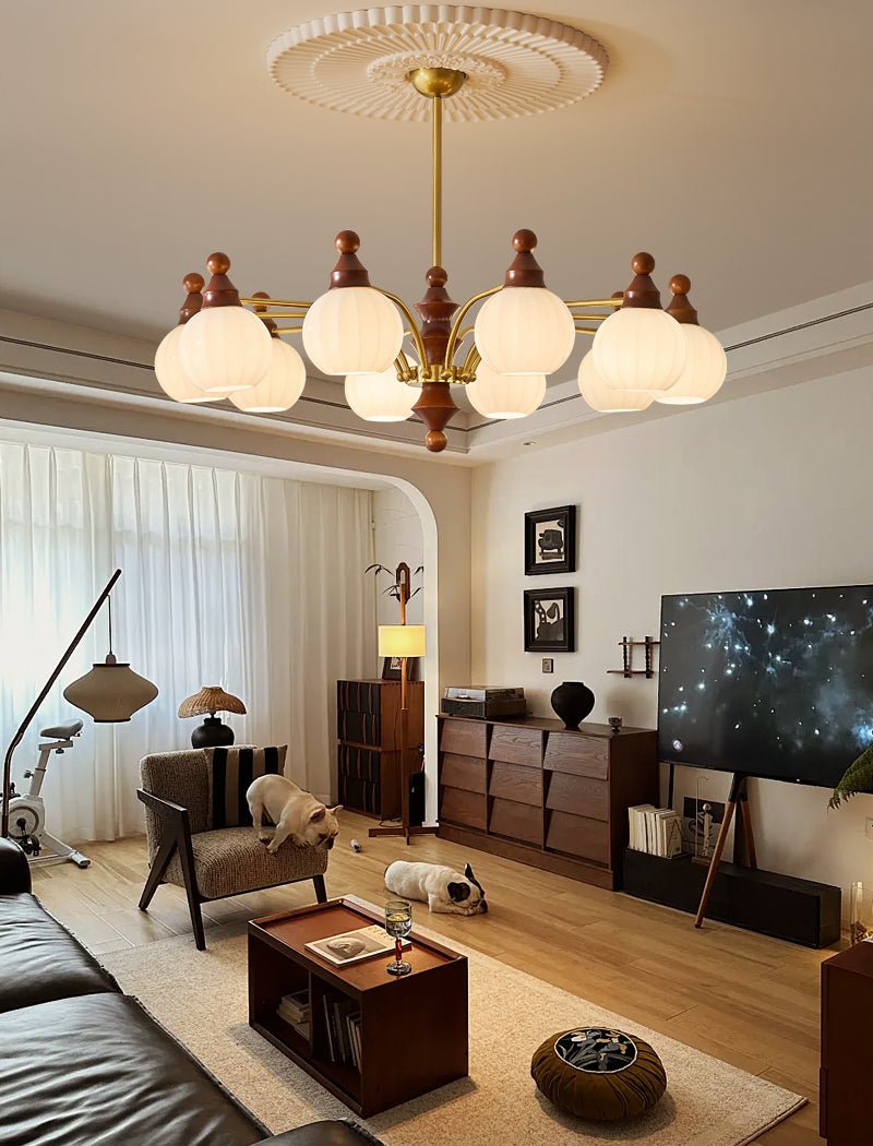 Jago Chandelier Blossom with Glass Shades-Neutral Decor